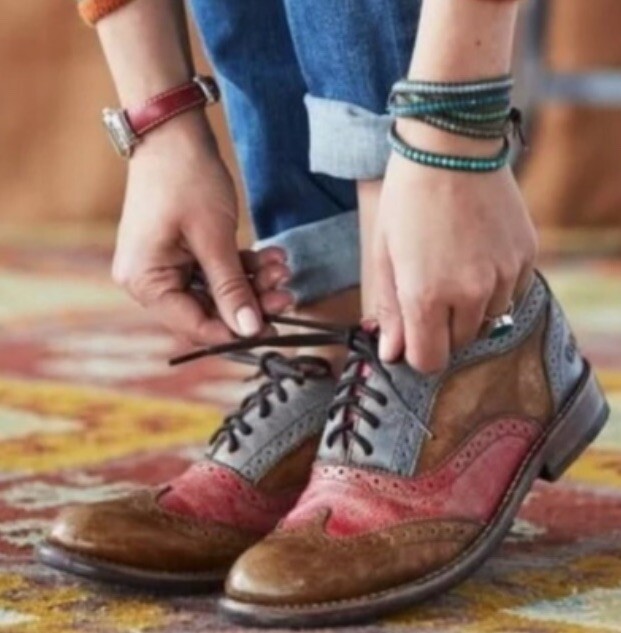 Bed|Stu Lita Red(pink)/Caramel(tan)/ Silver Lux(Blue)Leather Handmade Oxford 7.5