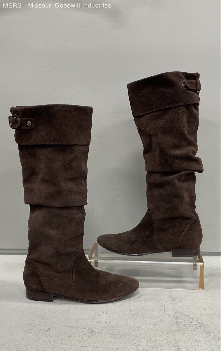 Johnston & Murphy Dark Brown Suede Slouch Tall Buckle Boots Women’s Size 8.5