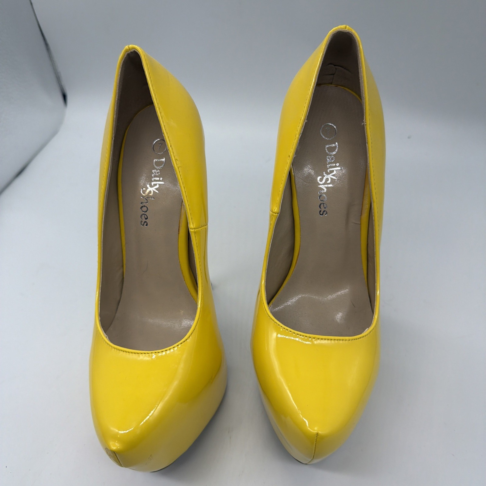 Daily Shoes Platform Pumps 6′ Heel Yellow Size 7