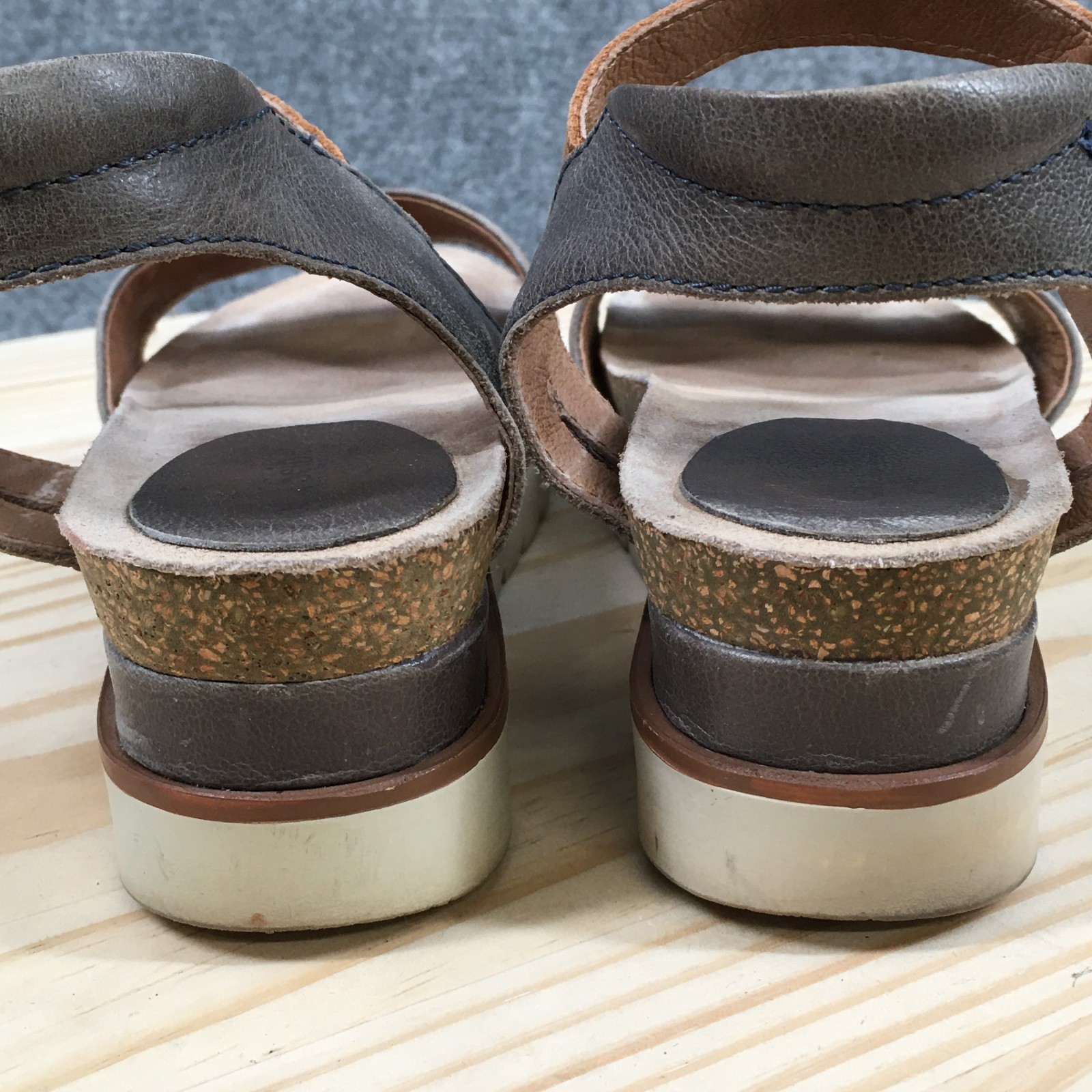 Josef Seibel Clea 01 Sandals Womens 38 Platform Ankle Strap Wedge Brown Gray