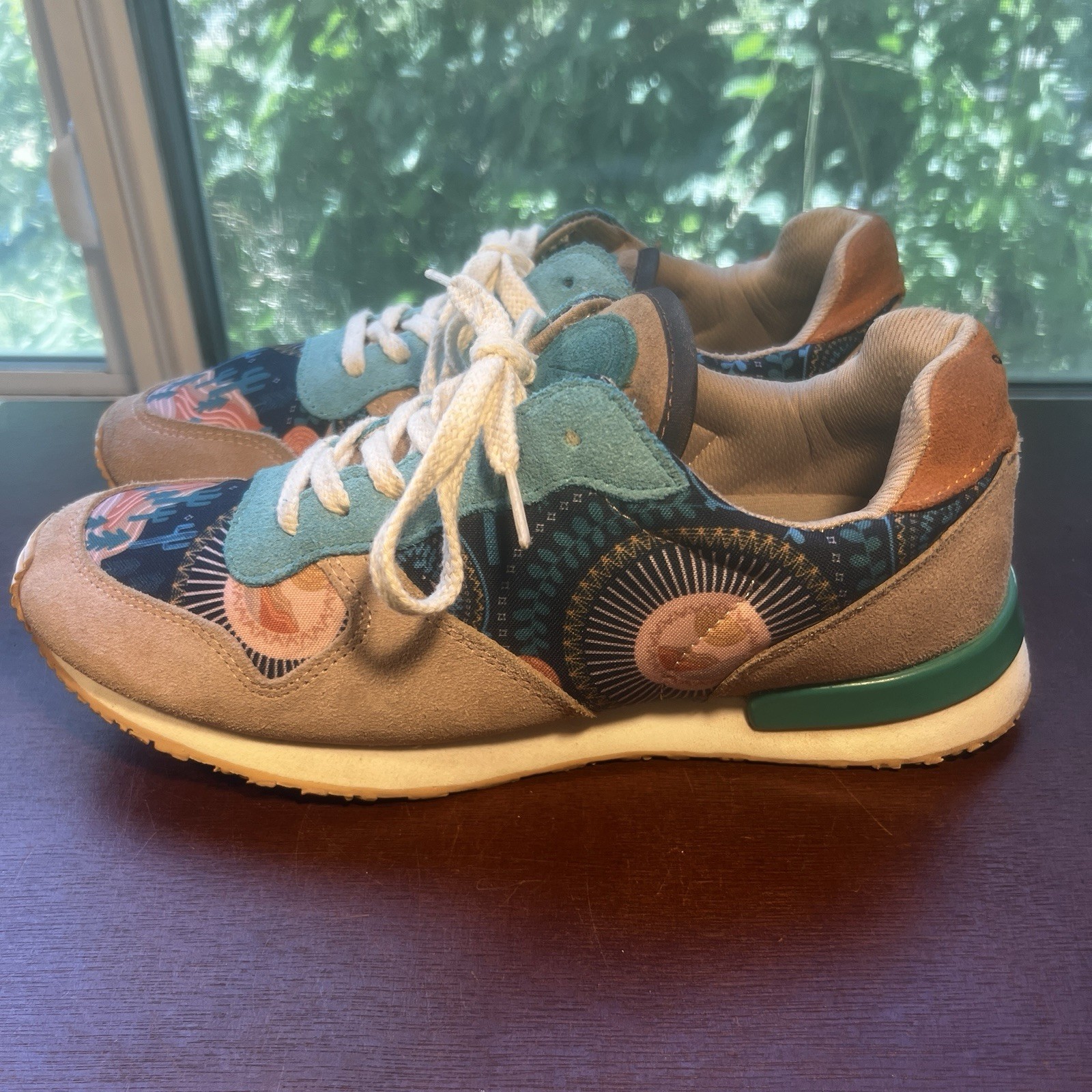 Inkkas Socorro Women’s Sz 11 Shoes Tan/Turquoise Leather Athletic Sneaker Cactus