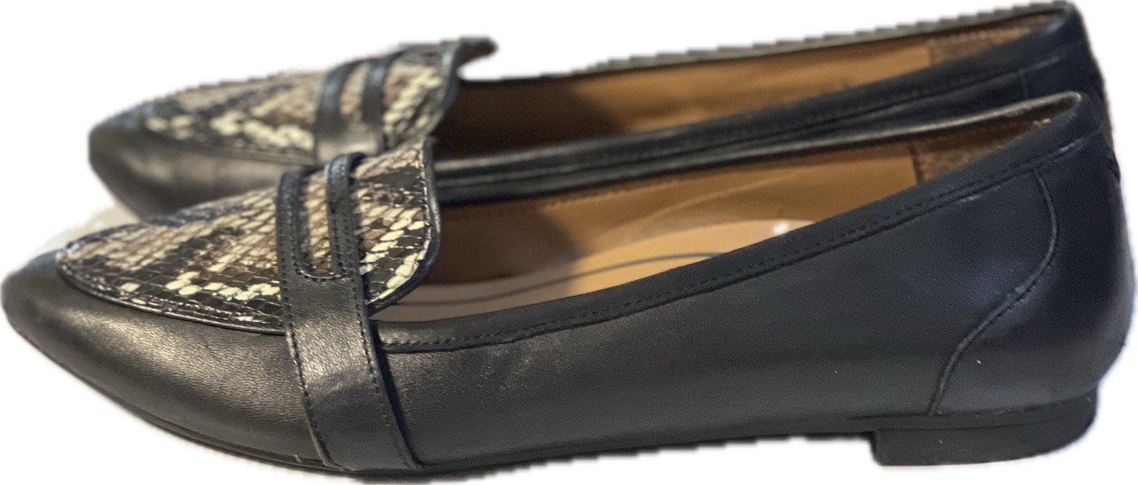 Vionic Leather Flats Shoes Savannah Women Size 6.5 Boa Black 1/2″ Heel Slip On