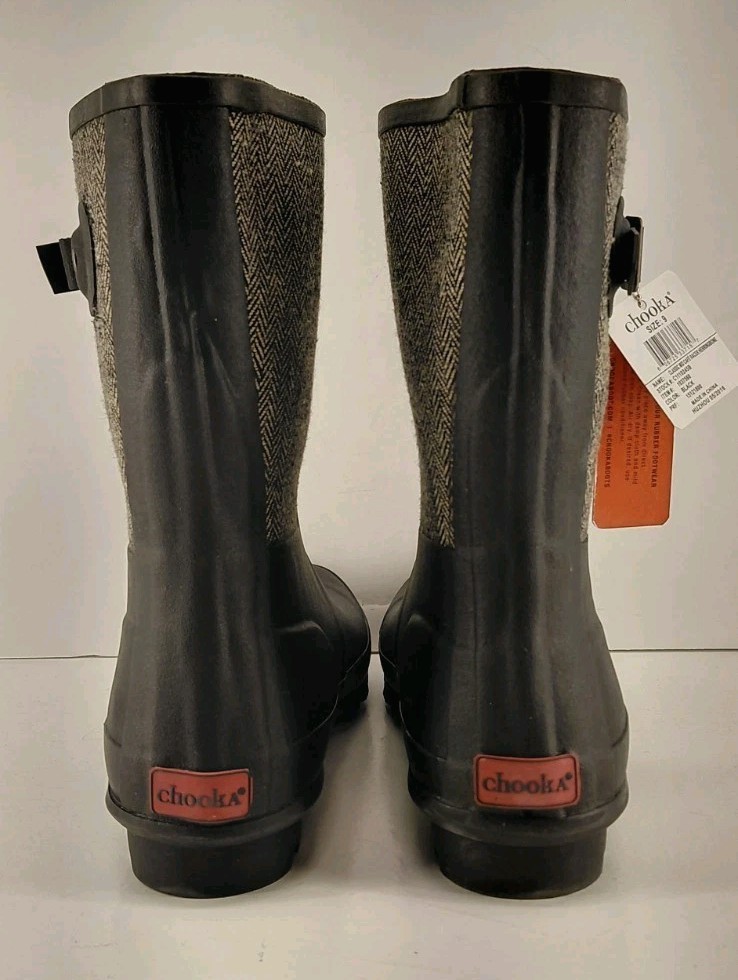 Chooka Boots. Herringbone Black Classic Mid-calf Racer Outdoor Boots. Size 9