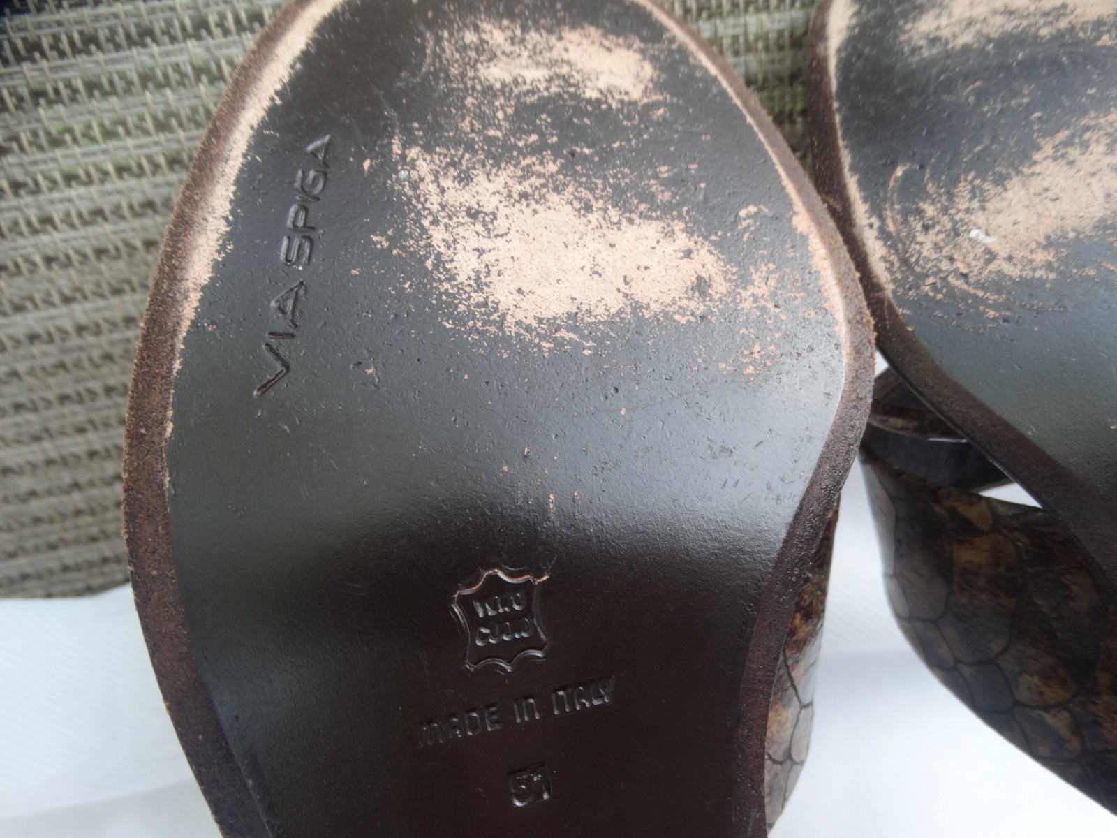 Via Spiga Neiman Marcus Shoes Size 8M Brown Leather Block Heel Sandals ITALY