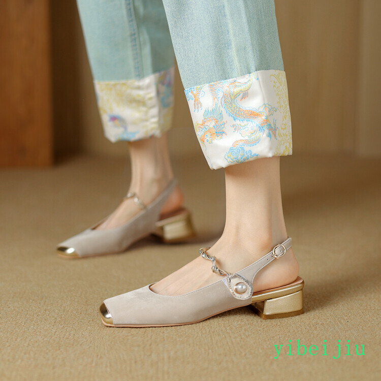 Plus Size Womens Low Heel Slingbacks Dress Formal Sandals Banquet Shoes Comfort