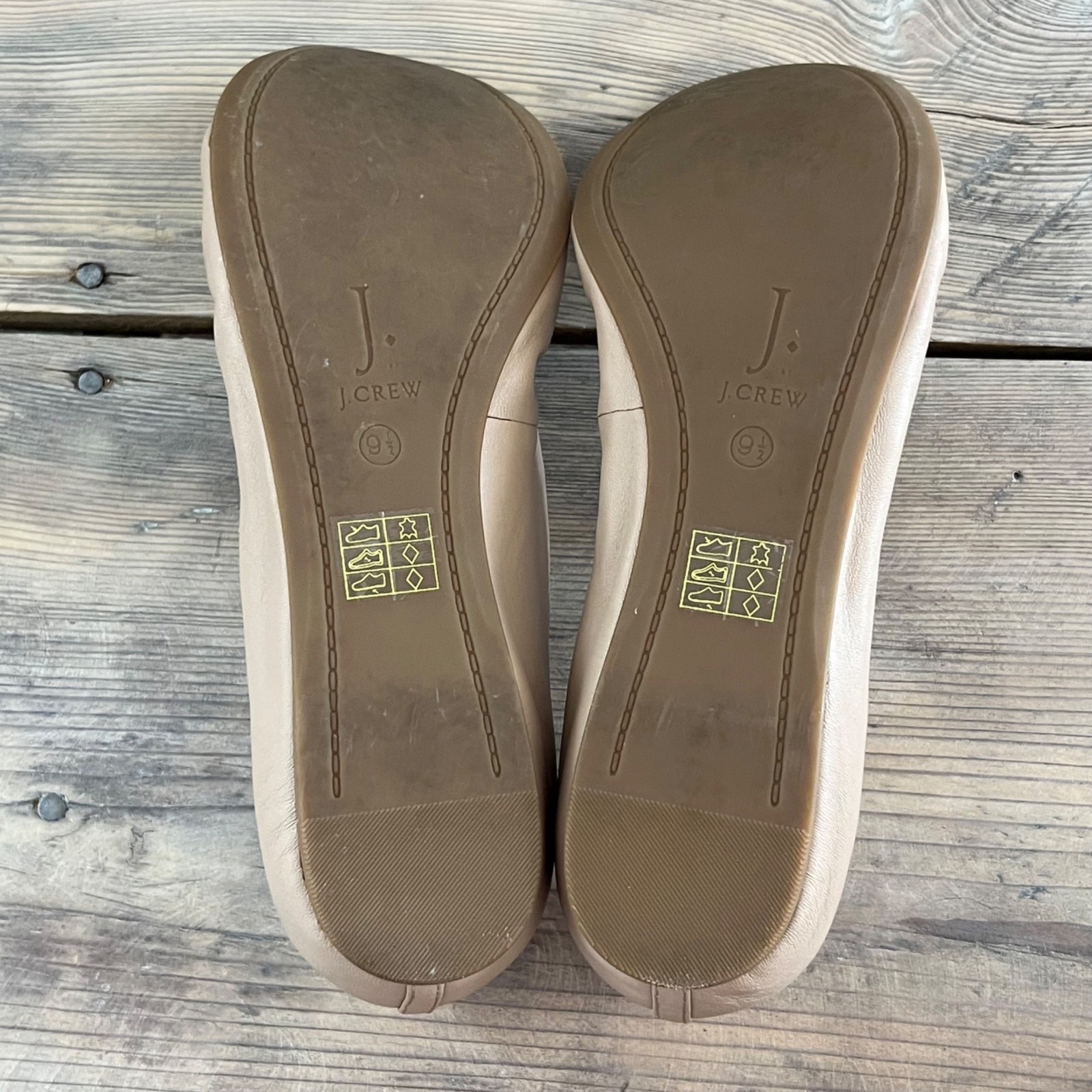 J.Crew Cece Ballet Flats Womens 9.5 Beige 100% Leather Minimalist Preppy