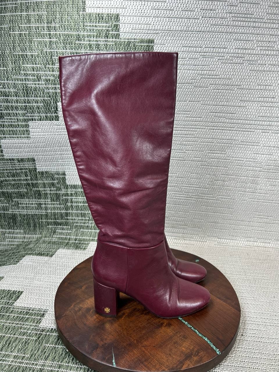 Tory Burch Boot Womens Size 7 M Brooke Slouchy Burgundy Leather Knee High Riding