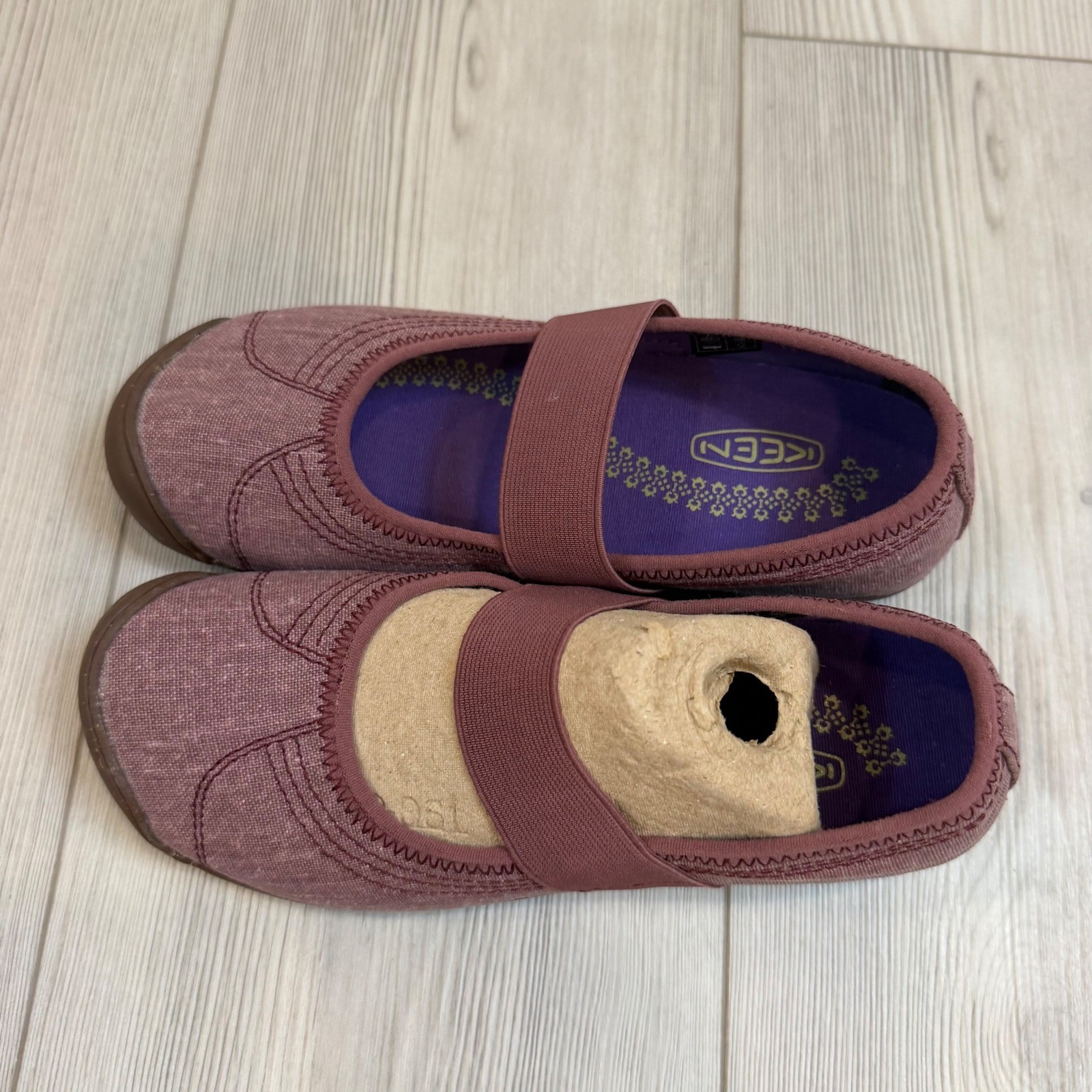 Keen Sienna MJ Canvas Mary Jane Flats Tawny Port Burgundy Womens 7 1010220 NEW