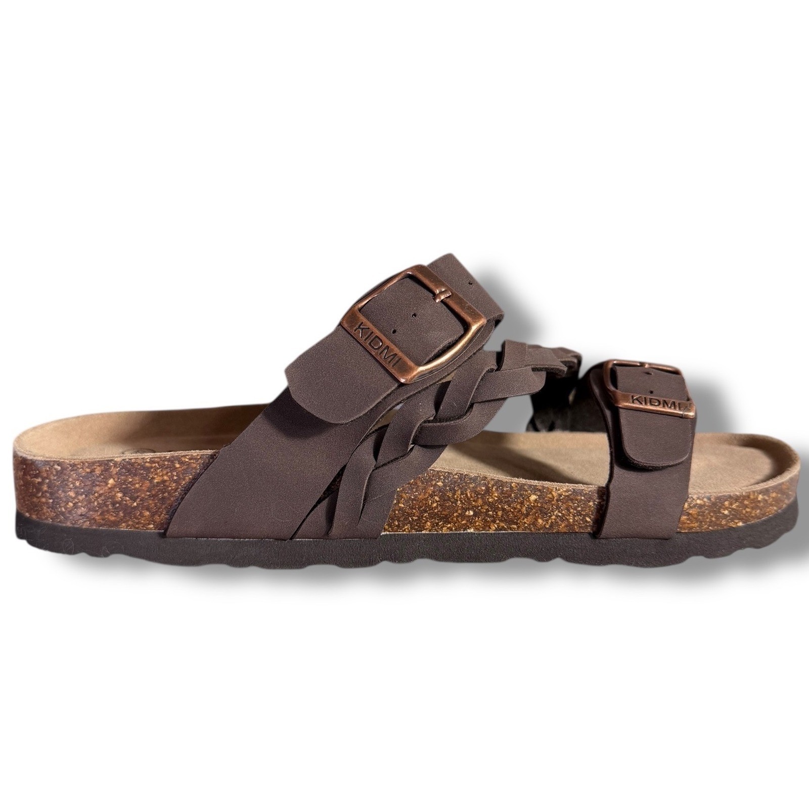 Kidmi Women Chocolate Brown Braided Strap Cork Footbed Sandals Sz 40 US 9