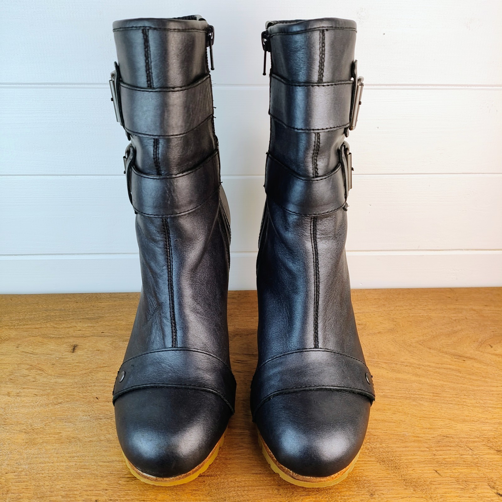 CAT Caterpillar X Shontelle Collab US 9 M Boots 4″ Sculpted High Heel Black -ish