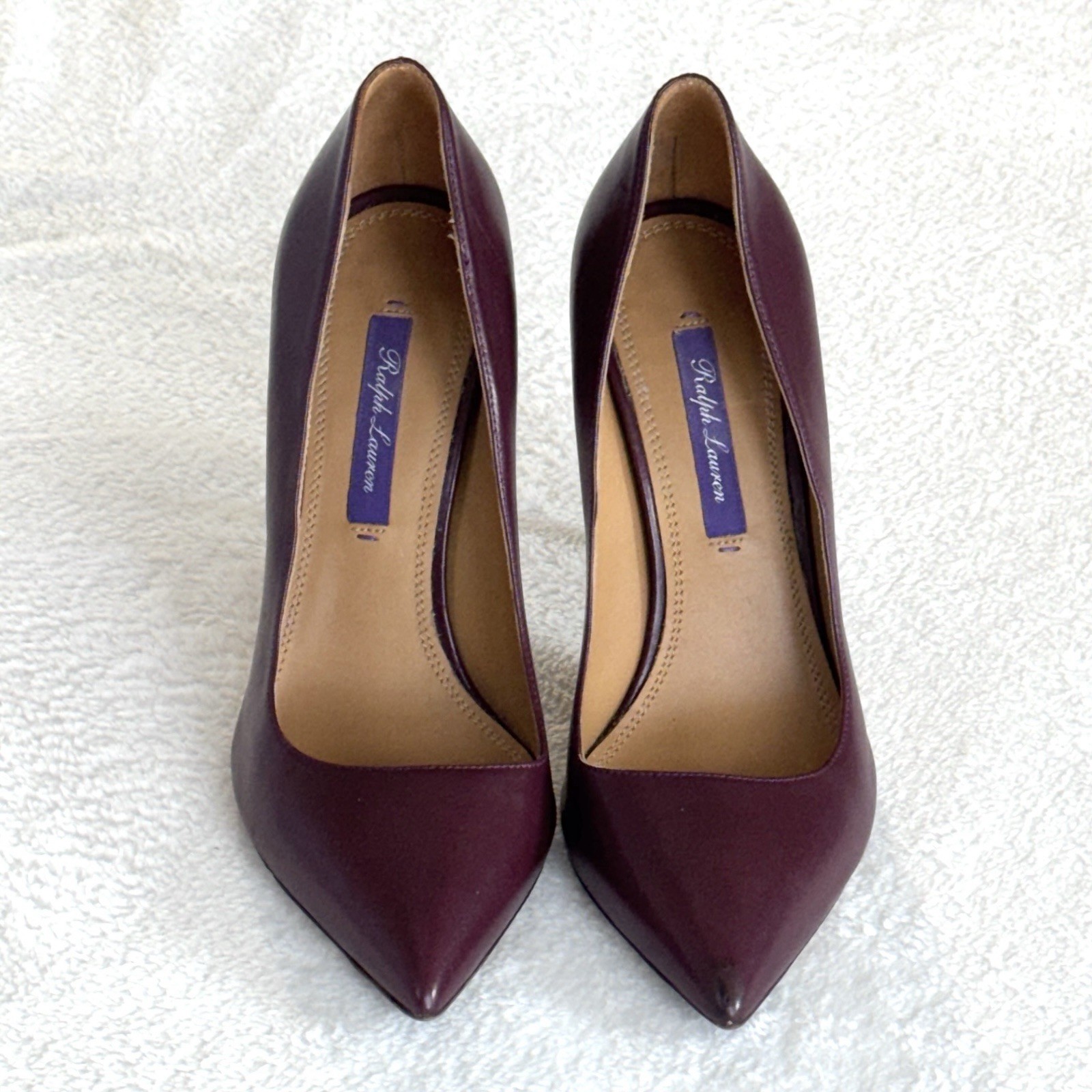RALPH LAUREN Purple Label Celia Heels Calfskin Leather Pumps Made ITALY Sz 37 B