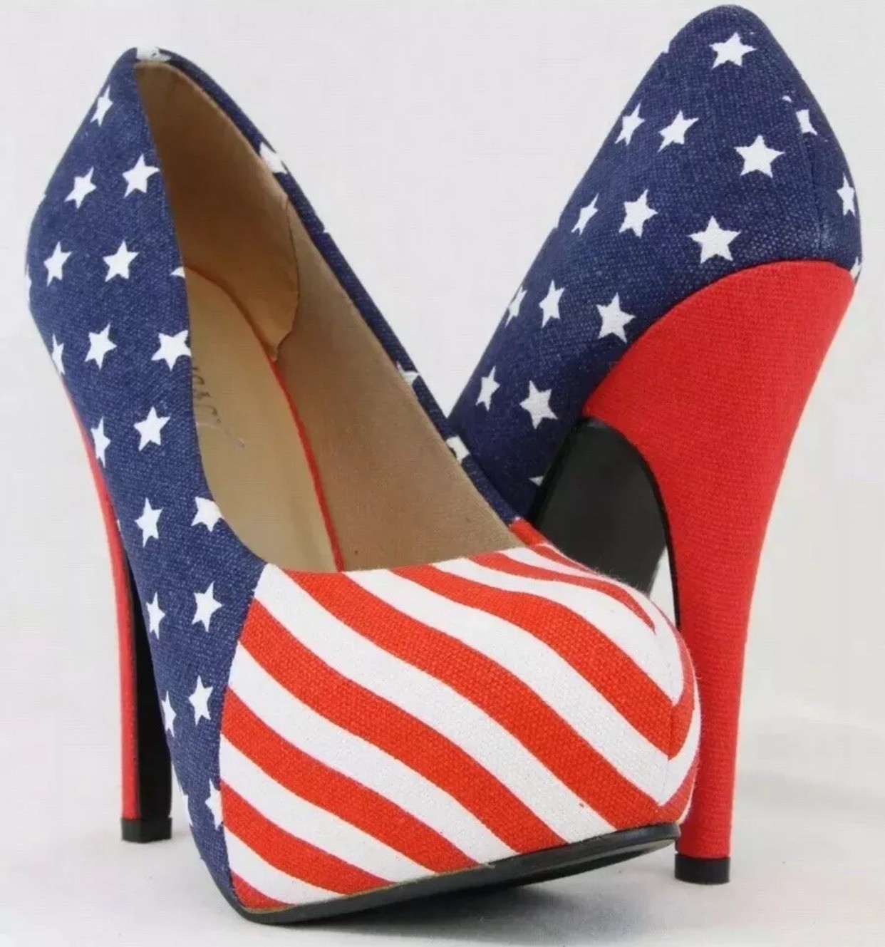 USA American Flag 5” Stiletto Platform Heel Festive July 4th