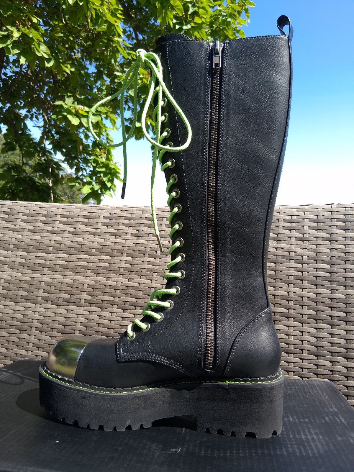 Dolls Kill® x Type O Negative™ Steel Toe Lifted Combat Boots | Size 11