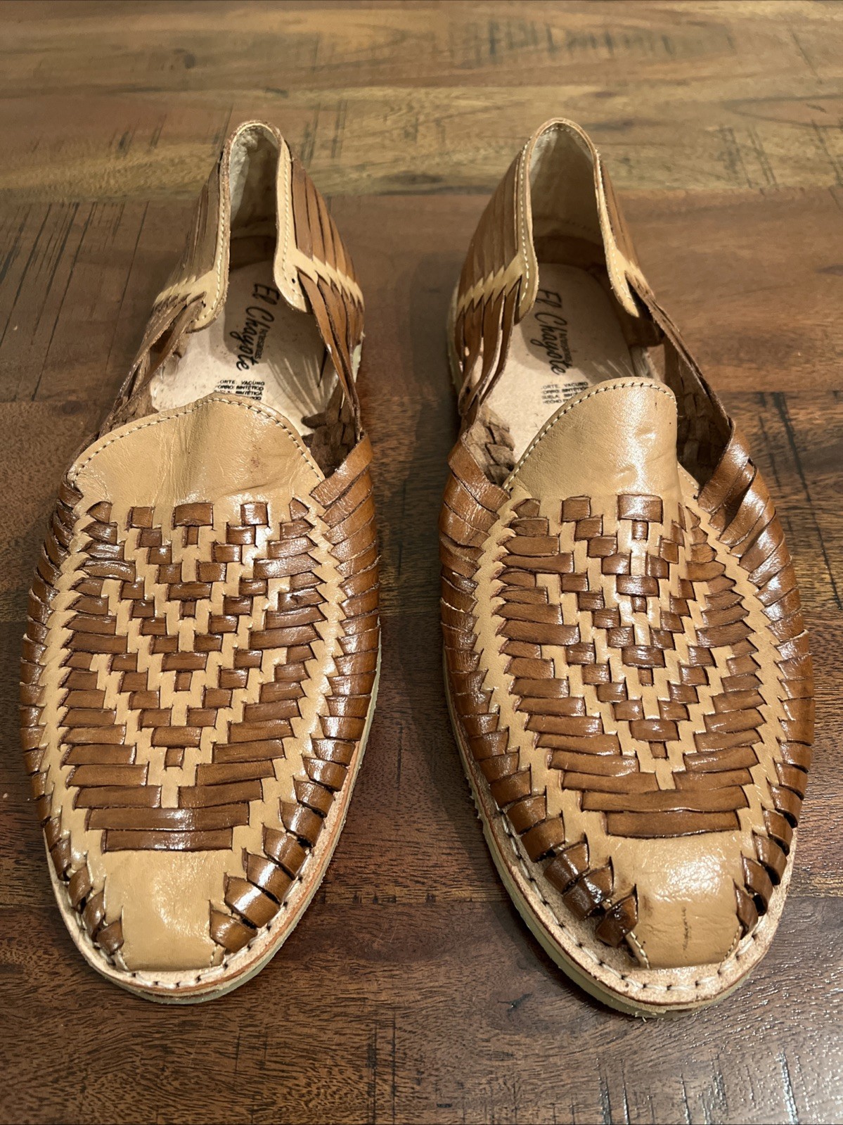 Mens Leather Huarache Sandals Brown Woven SlipOn Handmade Mexico 29 US M 11-11.5