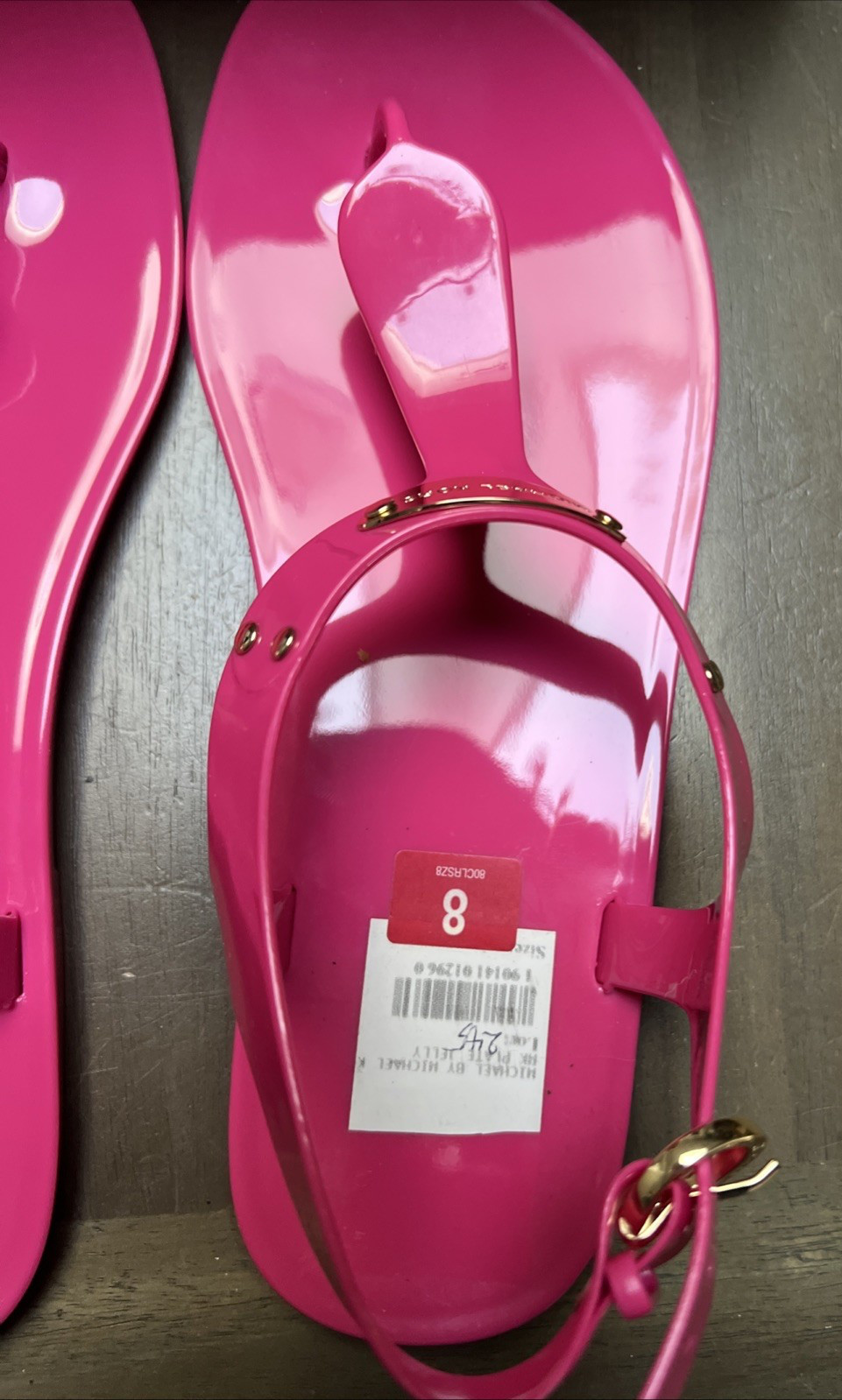 NEW MICHAEL KORS JET SET MK JELLY PVC POOL PINK THONG SIZE 8 M, 38 M
