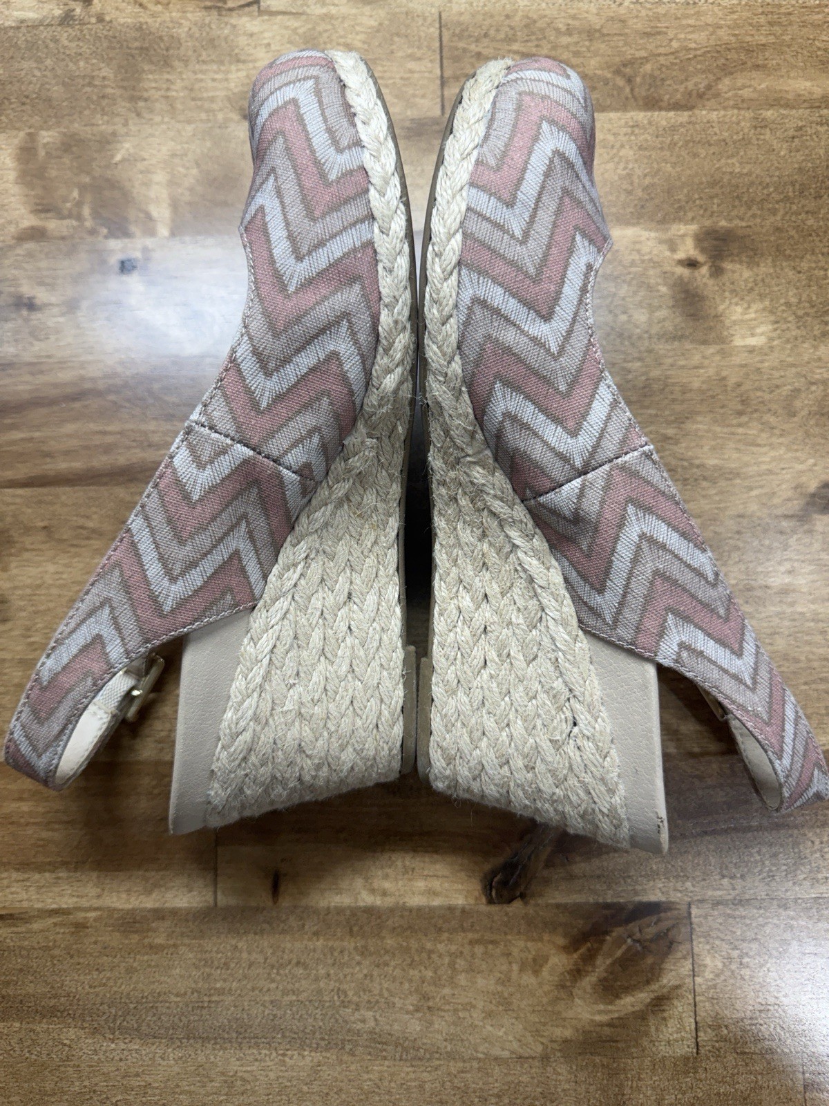 Women’s Vionic Coralina Wedge Slingback Sandals – Dusty Pink/tan Chevron Size 5