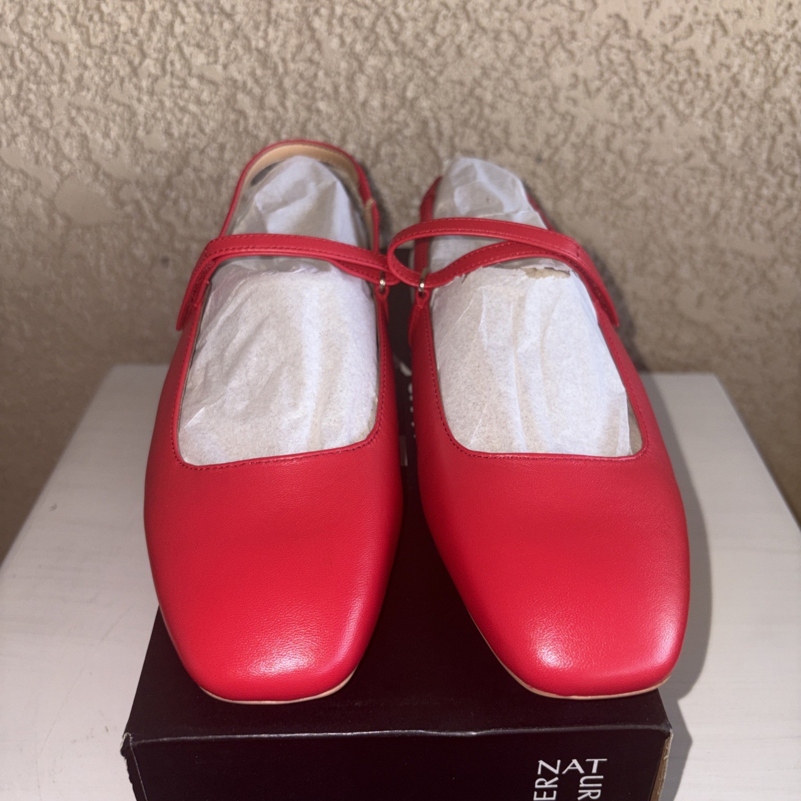 Naturalizer Connie Womens Leather Ballet Flat Mary Janes In Red Size 8 Women