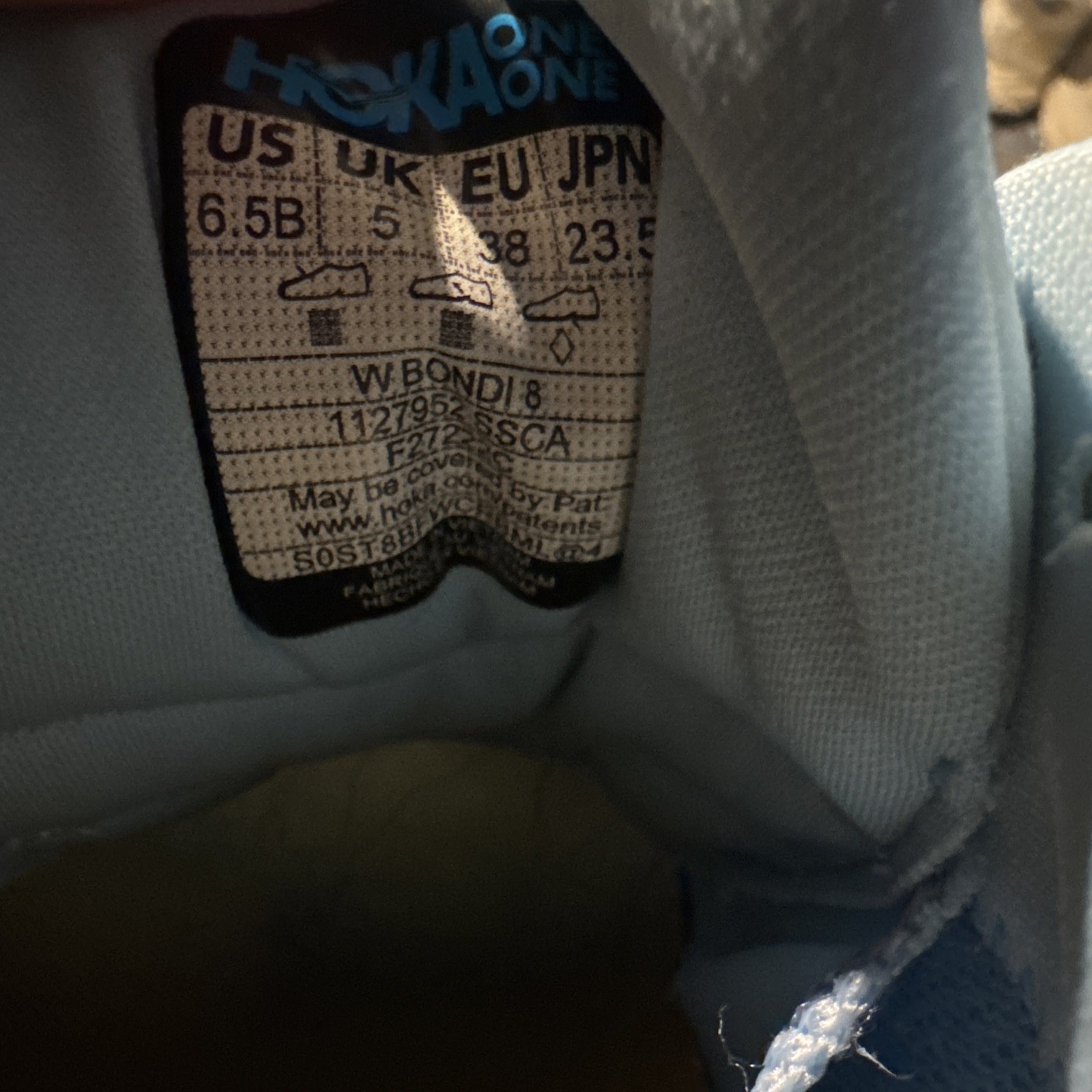 Hoka Bondi 8 Womens 6.5B Running Shoe Blue Cushion Comfort Sneaker Summer Song