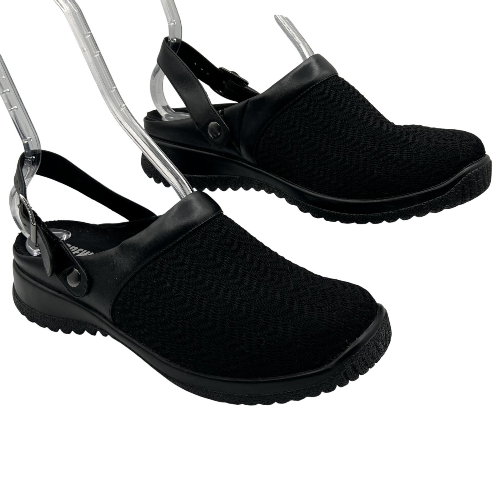 Drew Savannah Women 10 M Stretchable Clog Black Wavy Slip On Shoes Buckle Mule