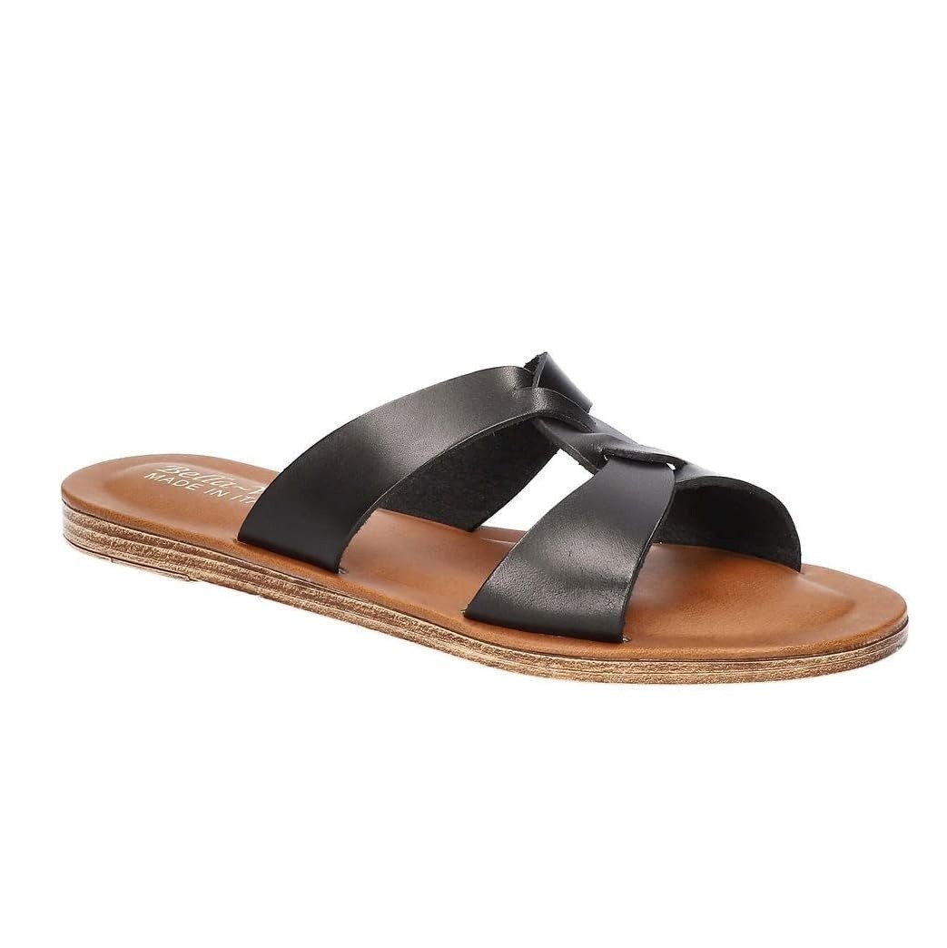 Bella Vita Womens 7.5 M Black Leather Flip Flop Slide Sandals NIB SF5