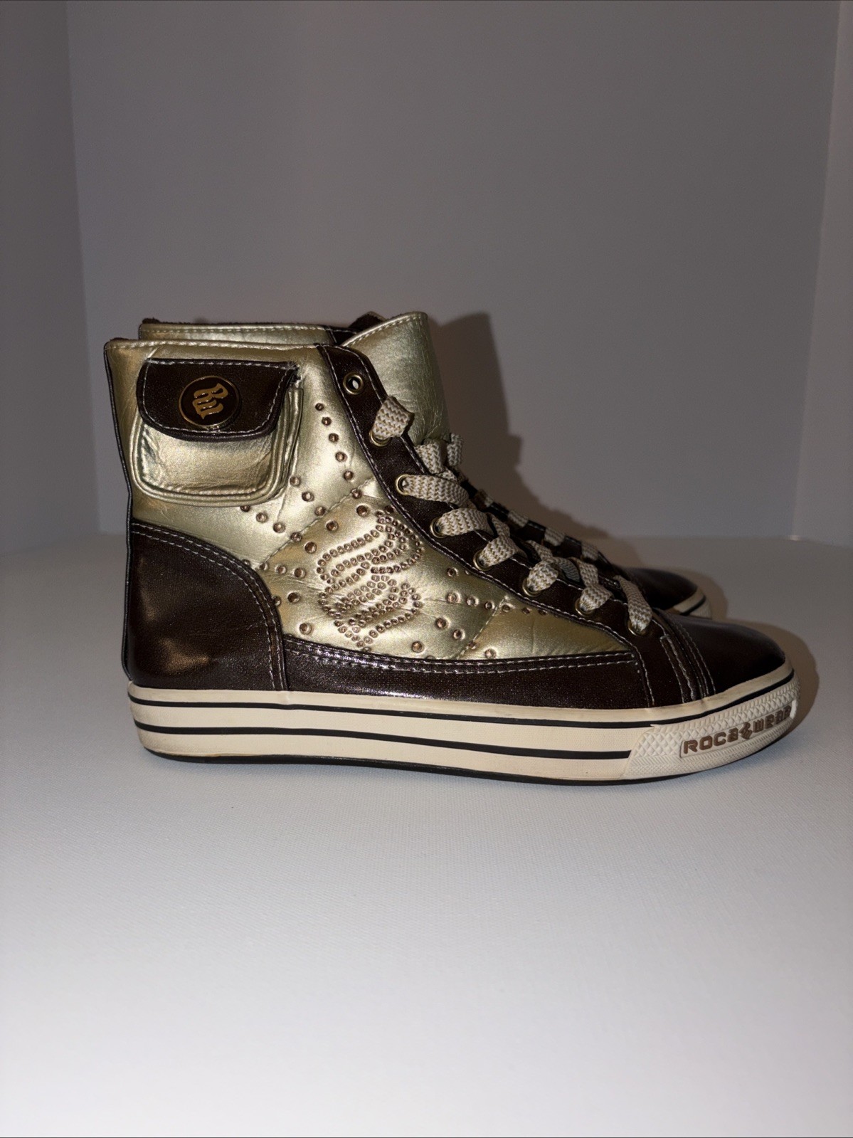 RARE VINTAGE ROCAWEAR «MIXER» WOMANS SZ L8 R7 HIGH TOP SNEAKERS