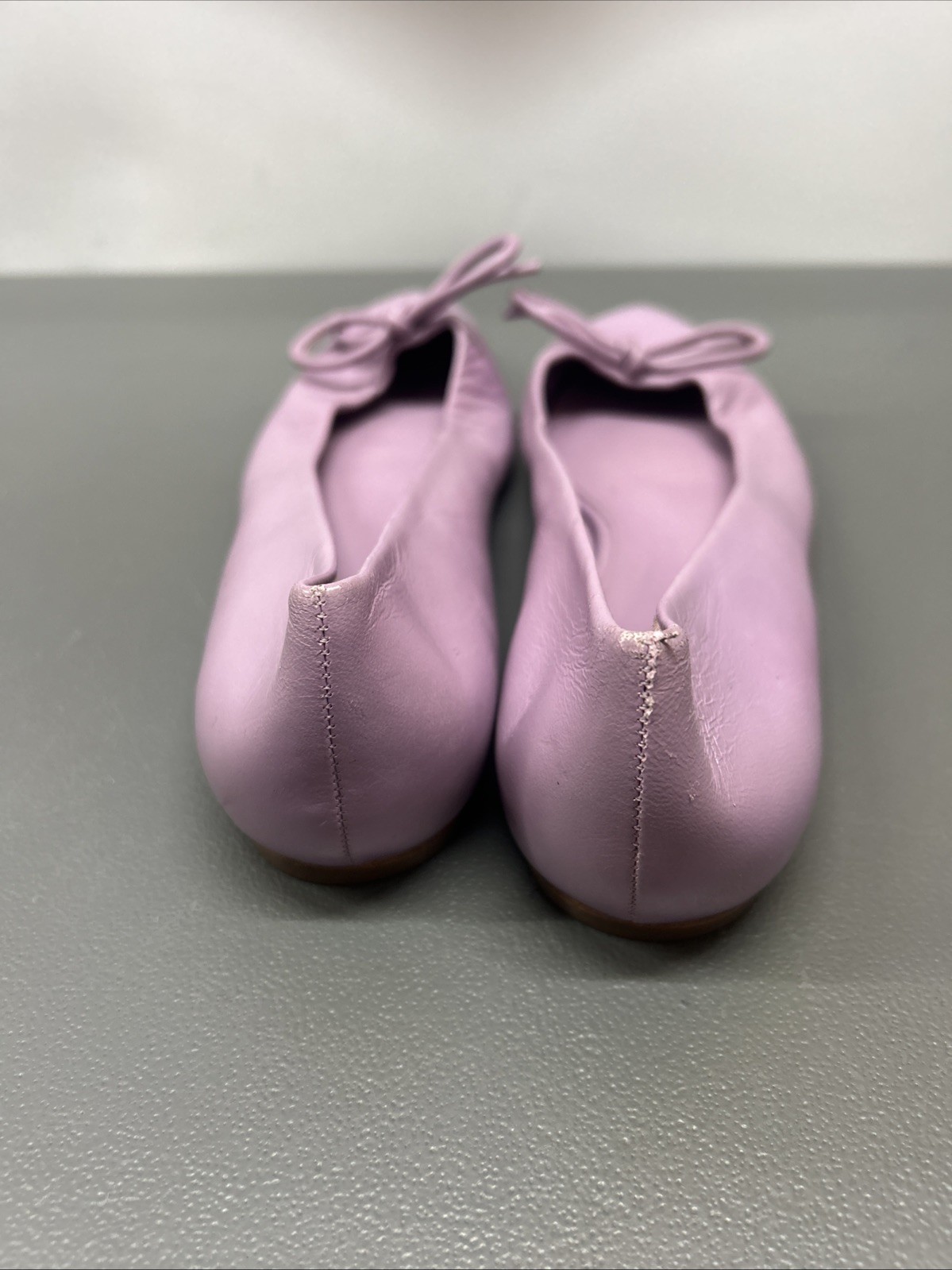Larroude Flat Womens 9 Lavender Leather Bow Pointed Toe Hand Made Brazil $250