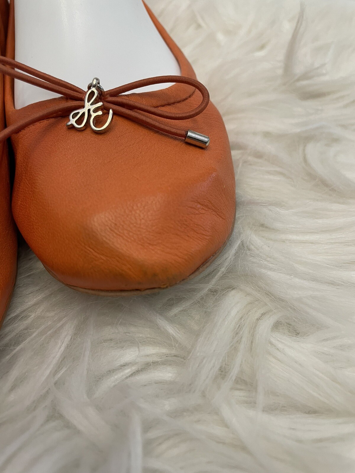 Sam Edelman Size 6.5M Felicia Ballet Flats Orange Leather Comfort Bow