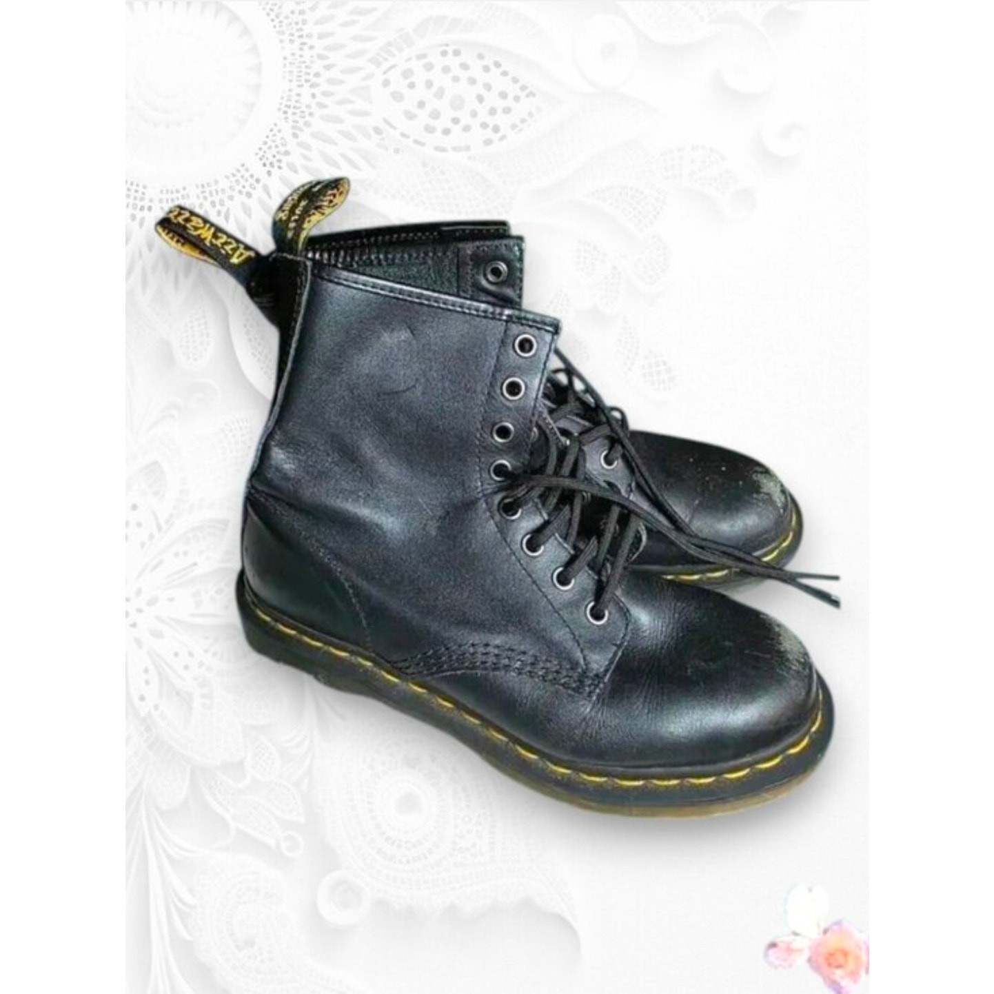 Authentic Dr. Martens 1460 8‑Eye Boots – Black Smooth Leather AirWair Soles 38