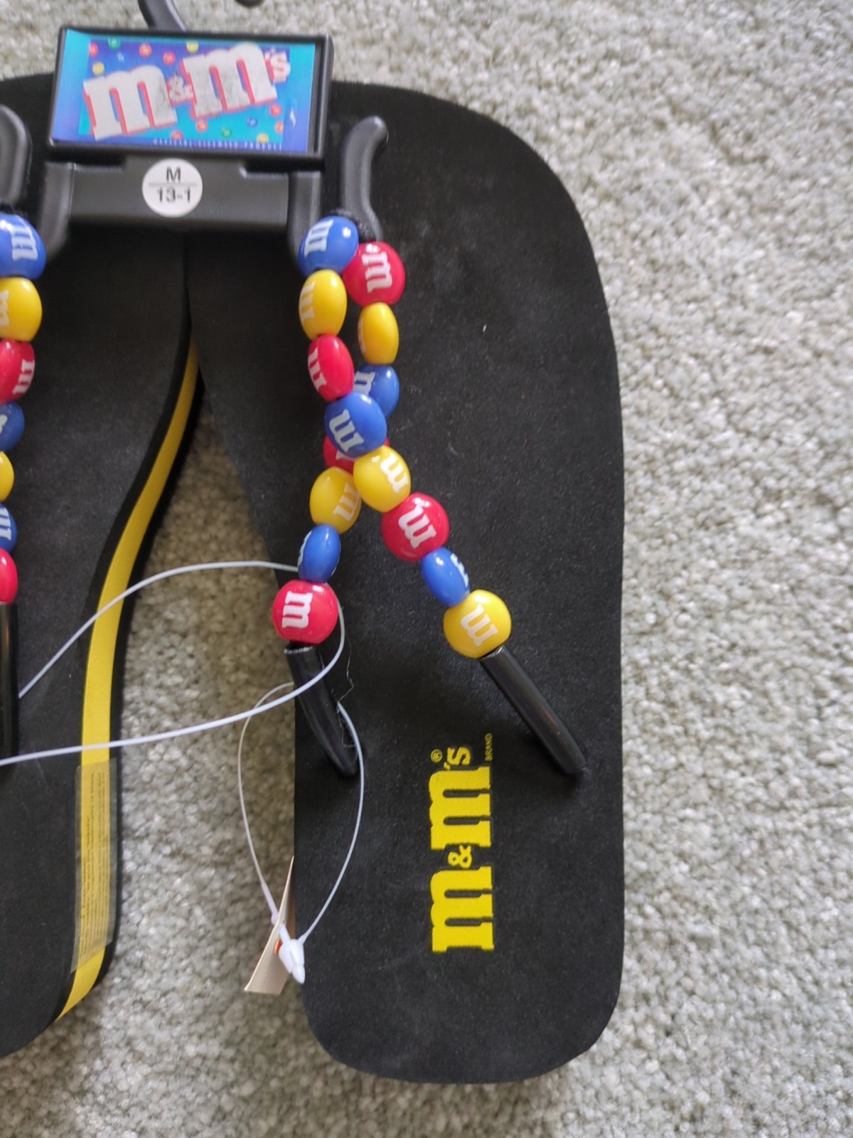 M&M’s Flip Flops Beaded Strap Candy Logo Sandles Woman’s Size M 30-31