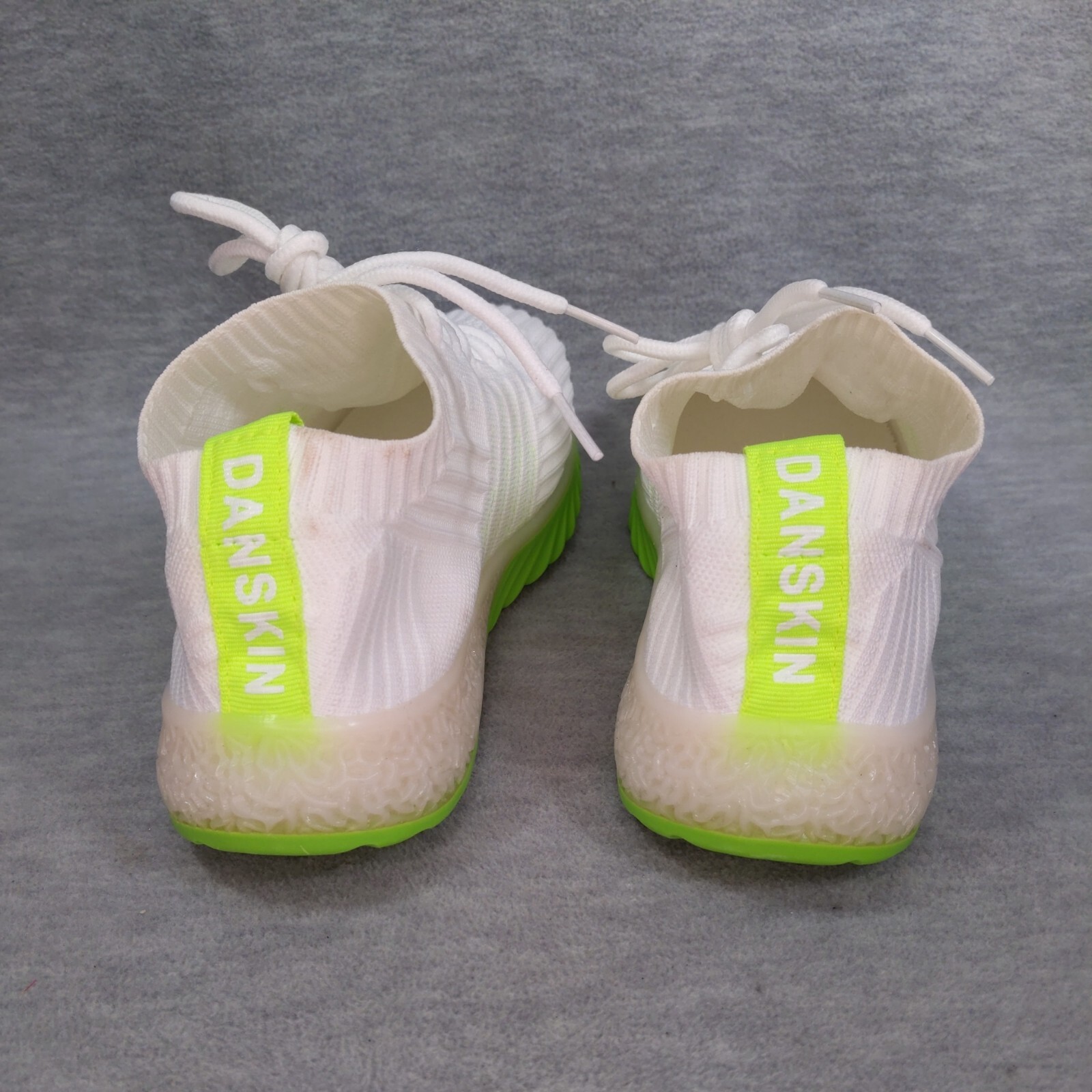 Danskin Positive Women’s Size 5.5 Light Comfort Sneakers White Neon Green Shoes