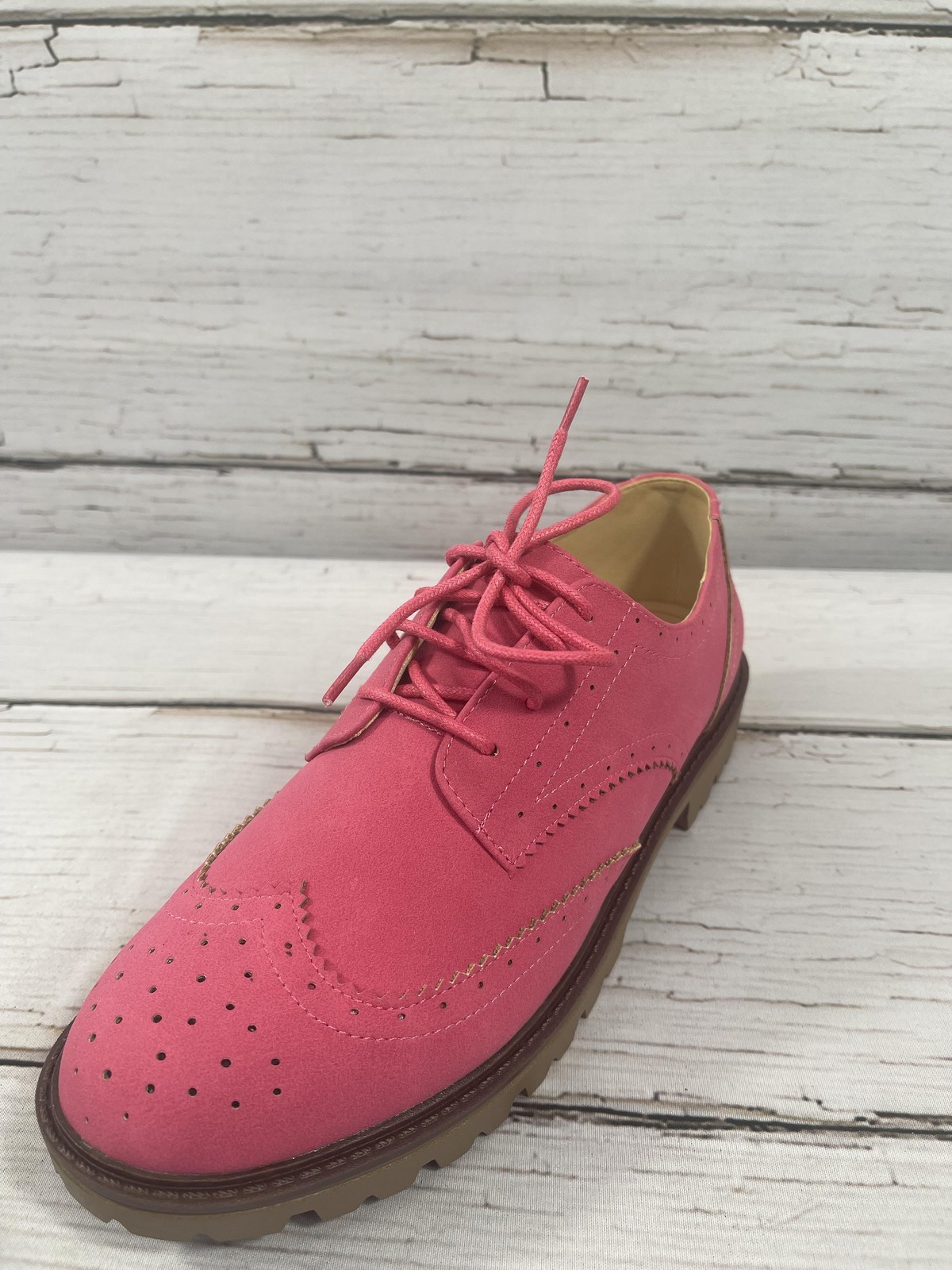 Journee Collection Claudiya Shoes Womens Size 9 Pink Faux Suede Oxford Flats