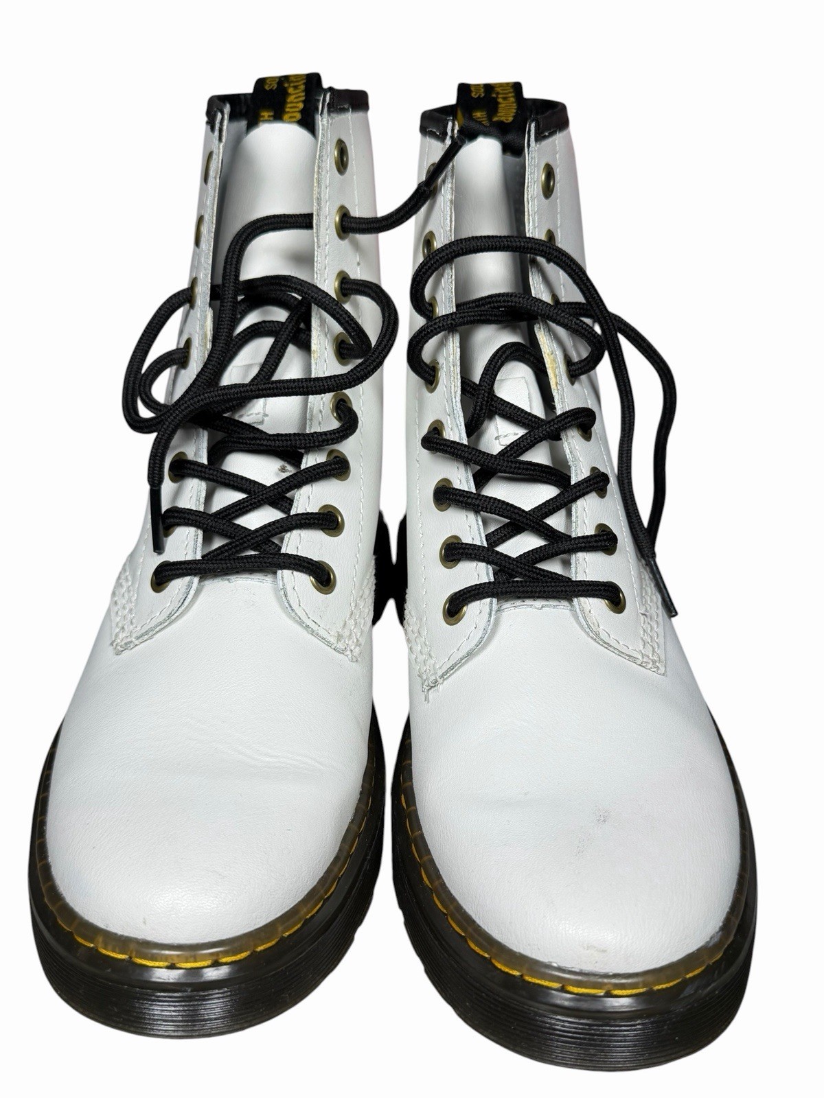 Dr Martens Zavala White Leather Combat Boots Women’s 8 Lace Up 1460 Style