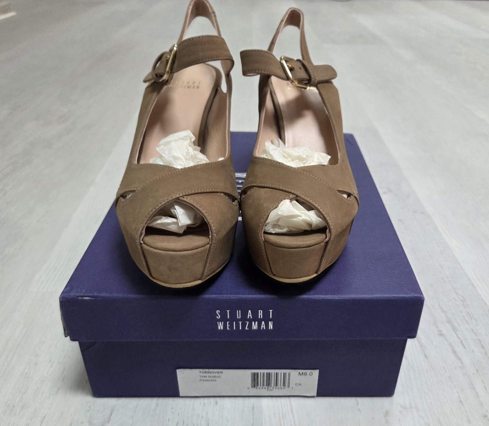 NWB Stuart Weitzman Turnover Slingback Beige Size 8