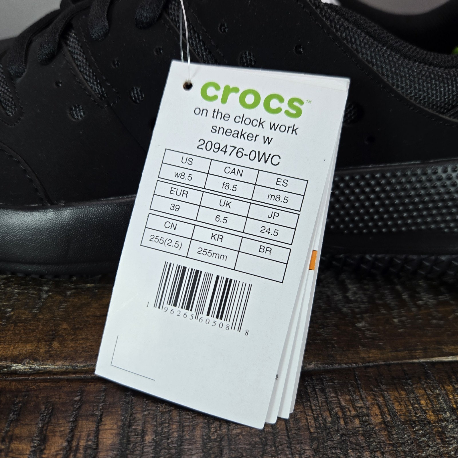 Crocs On The Clock Work Sneaker Womens Size 8.5 Black Slip Resistant Kitchen