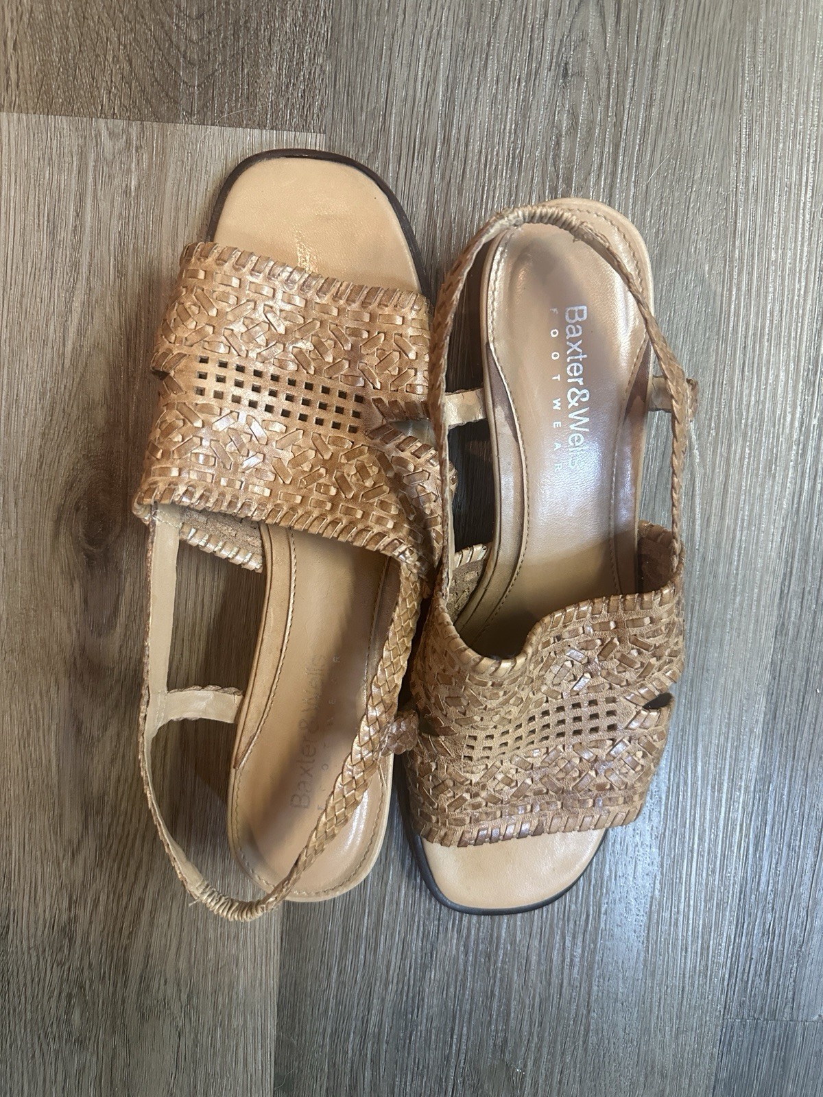 Baxter & Wells Woven Leather Slingback Sandals Tan Women’s Size 8M