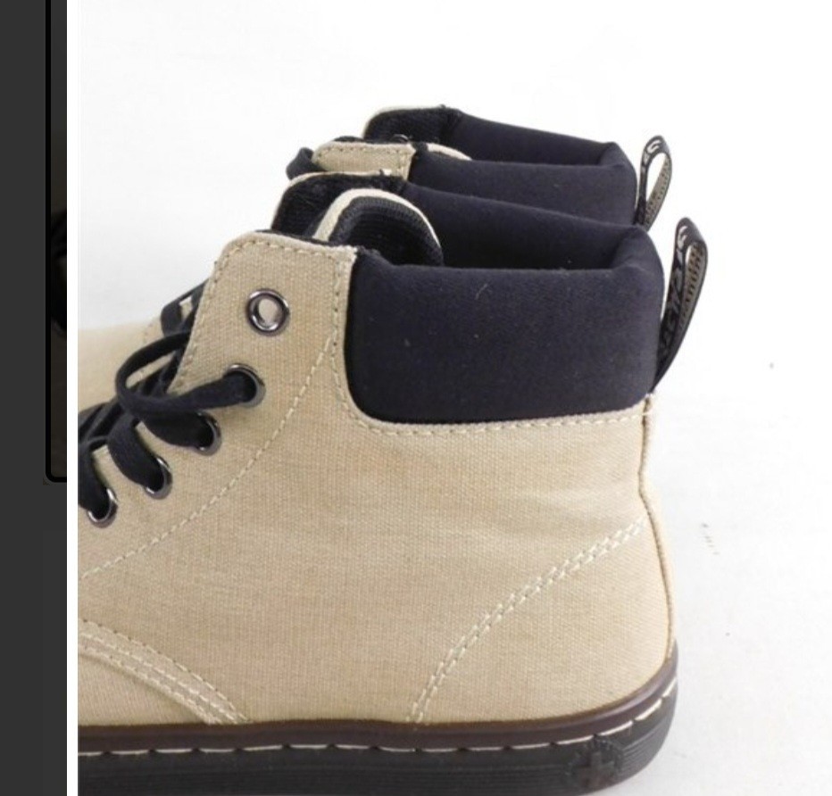 Dr. Martens Maelly Bone & Black Washed Canvas Boots Women’s US 7 NIB New With Bo