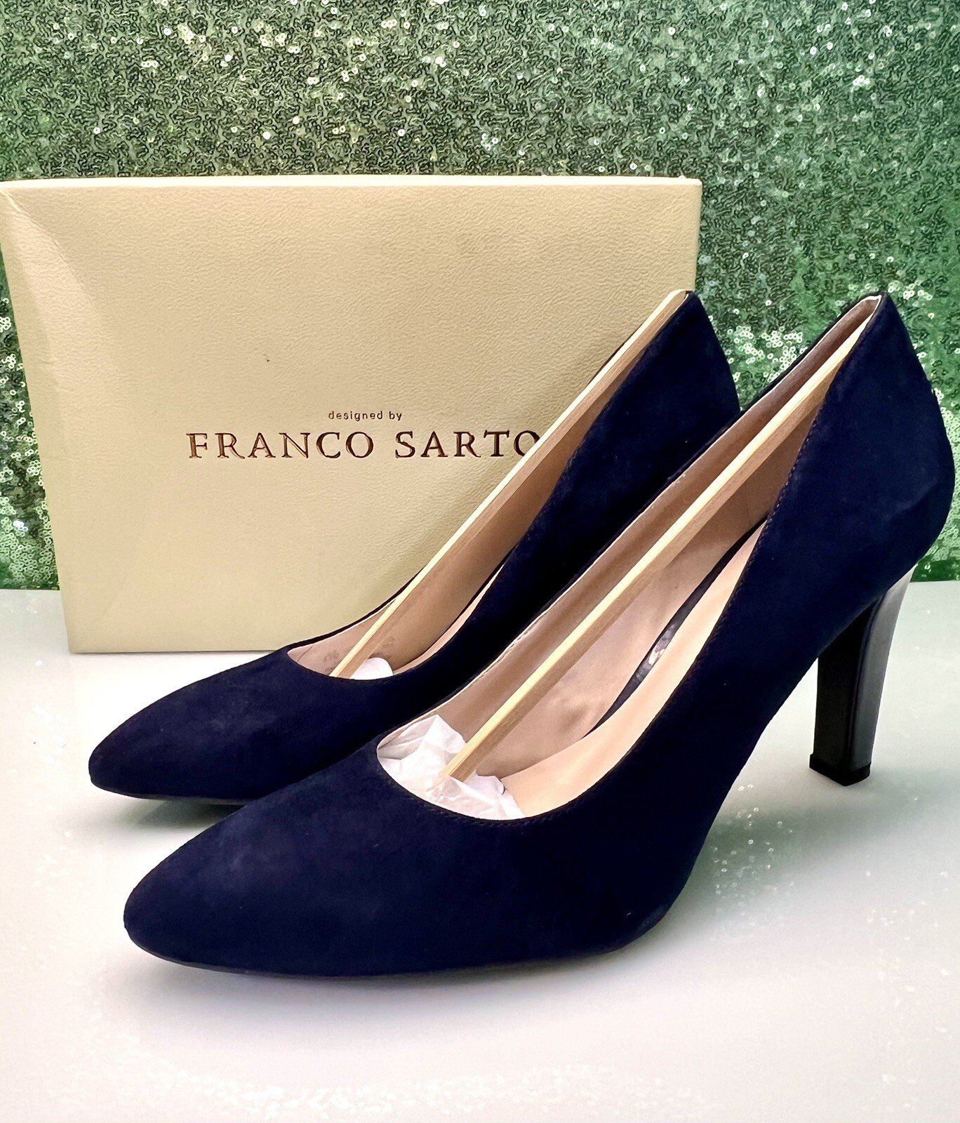 Elegant Twilight Dark Blue Suede «Franco Sarto» High Heel/Pumps Size 9.5M NIB