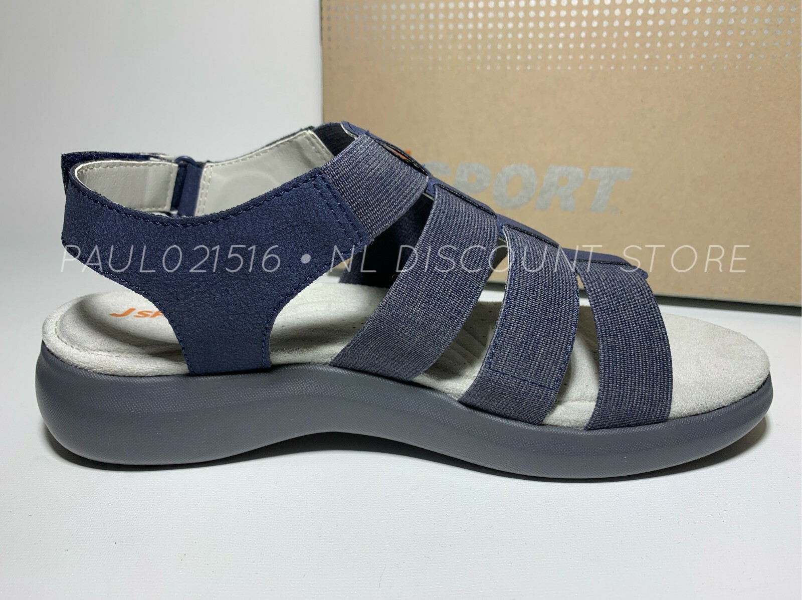JSPORT Women’s Cara Lightweight Strappy Sandals ~ Navy ~ Sizes & Condition