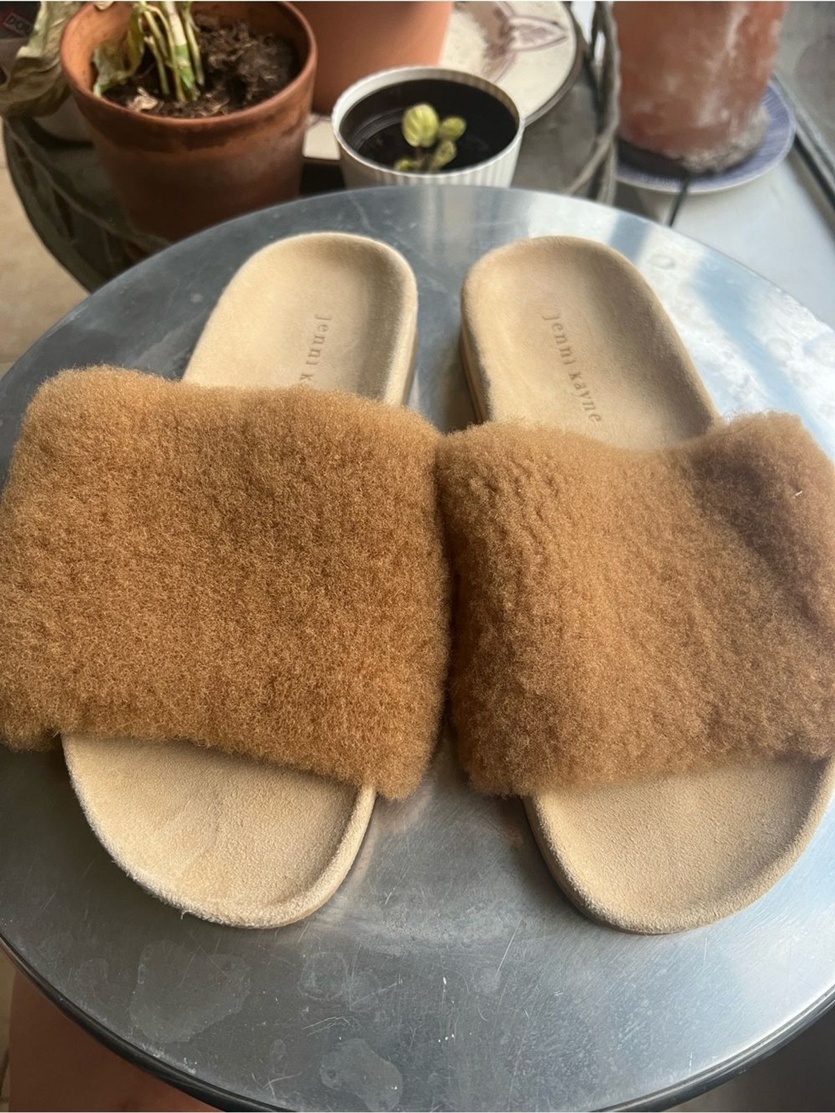 NEW Jenni Kayne Shearling Slide br Sandal. Natural. 8/38