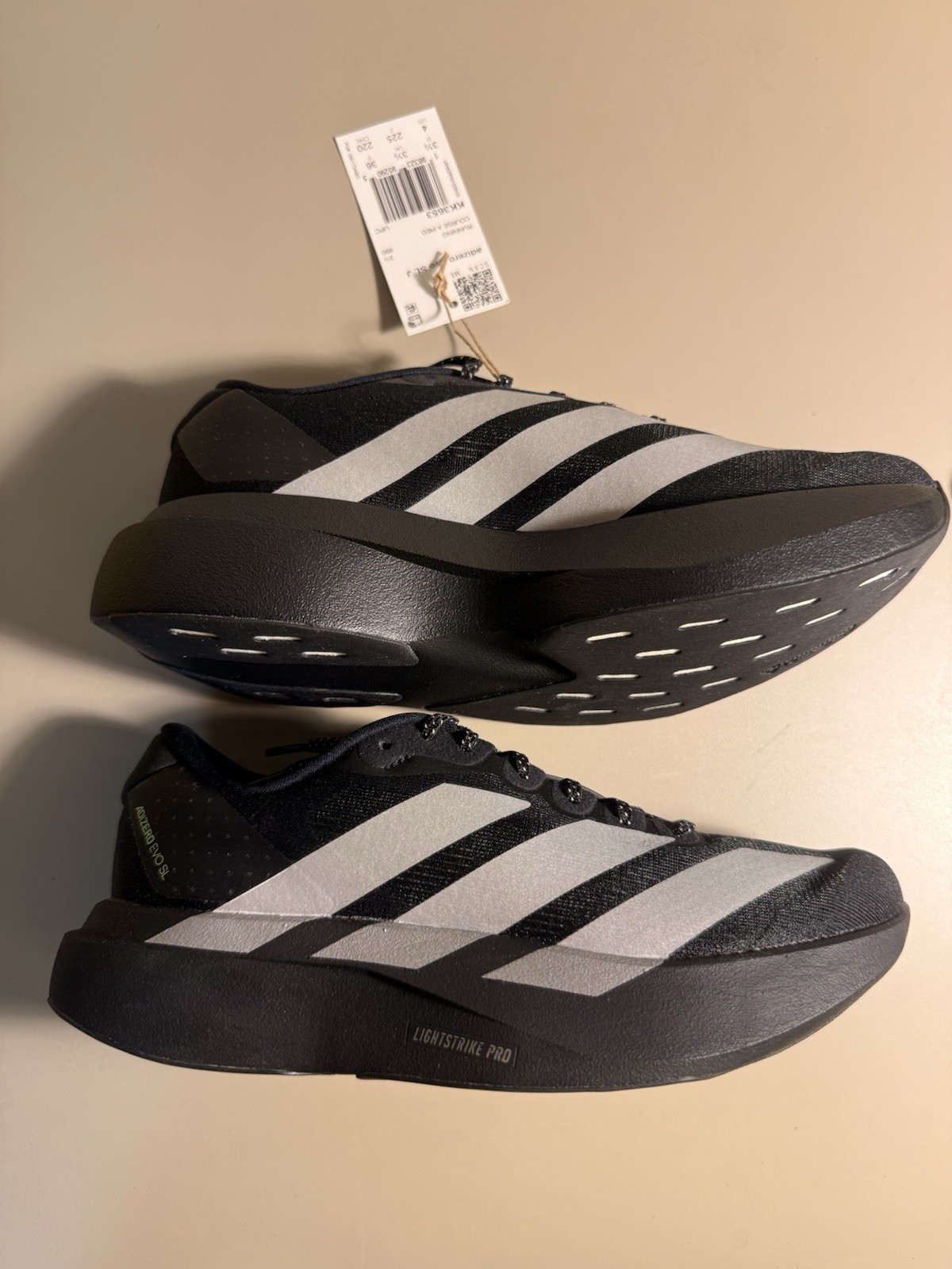 Adidas Adizero Evo SL J Running Shoes 4Y Womens 5.5 Black KK3653 New Box