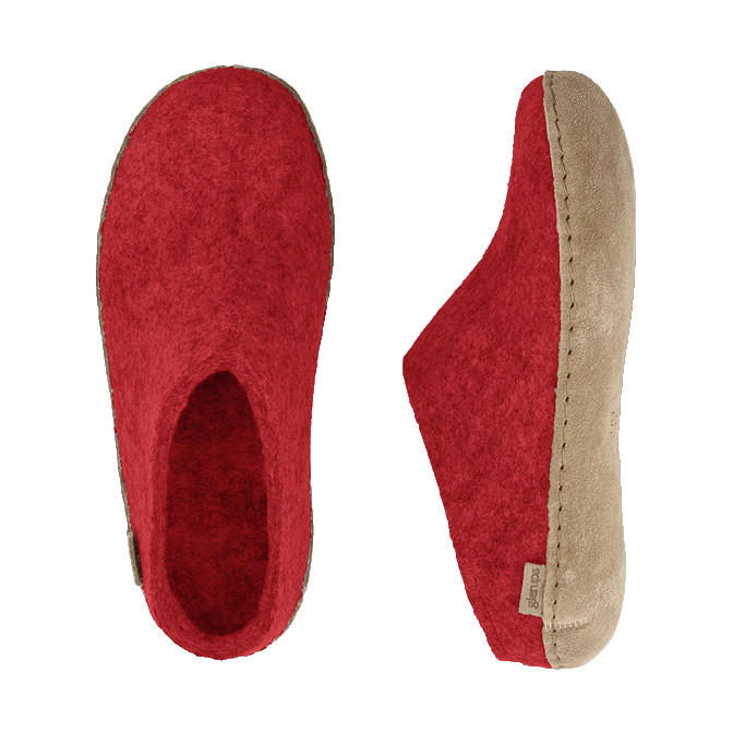NWT Glerups Red Wool Slipper w/ Leather Sole 41 10 $105