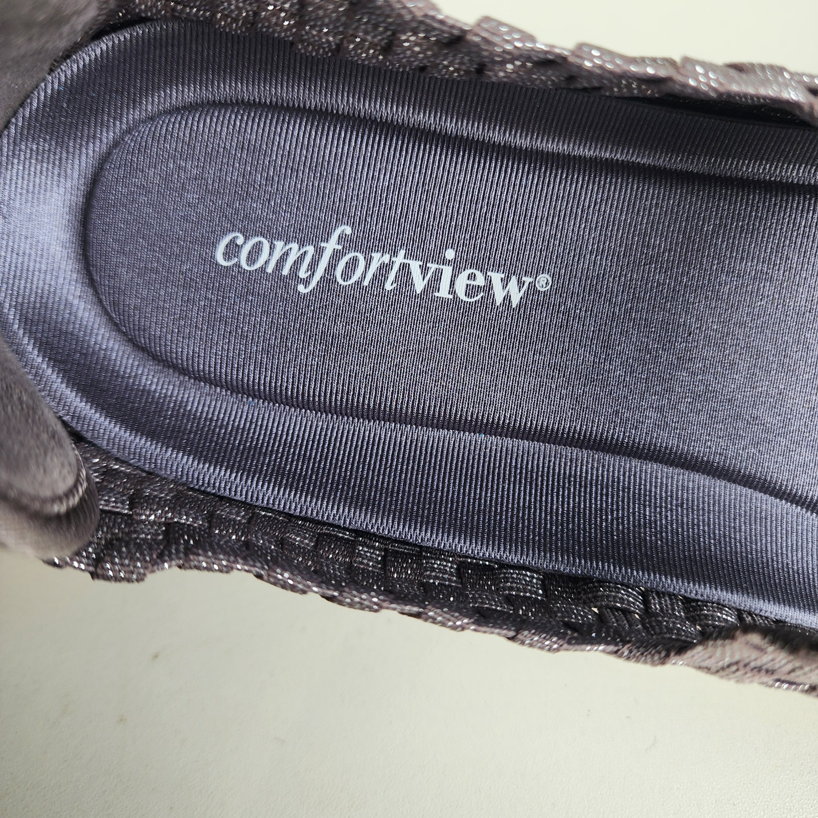 Comfortview Charcoal Gray Metalic Mary Jane Fabric Shoes Wide Relaxed Size 12W