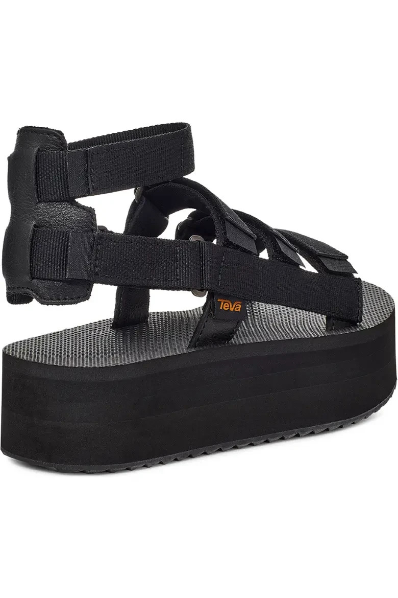 Teva Mevia Strappy Platform Sandals Black Textile Women’s Size 7 Medium
