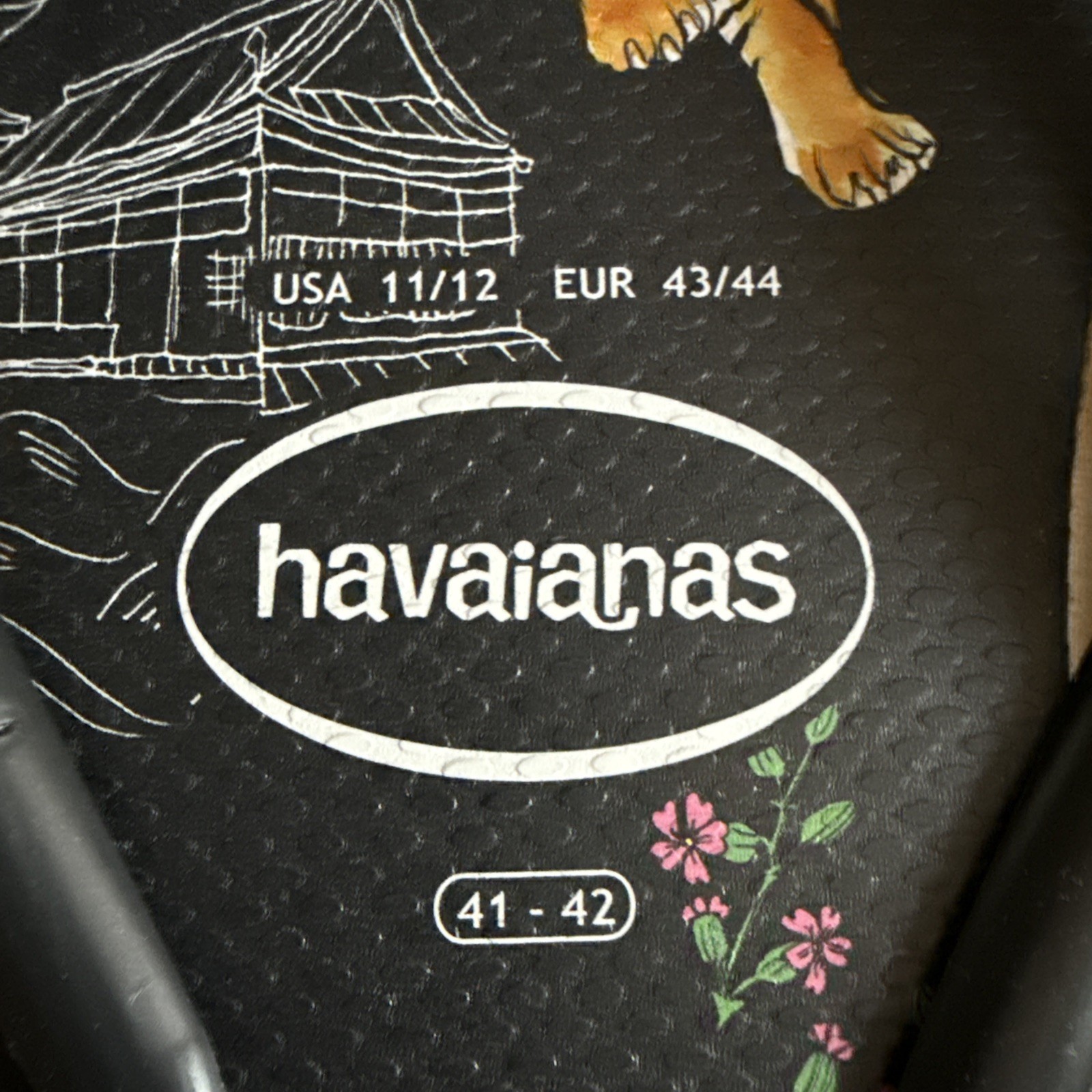 Havaianas Slim Black w/Animals/Flowers/Sailboats EU 41-42 New