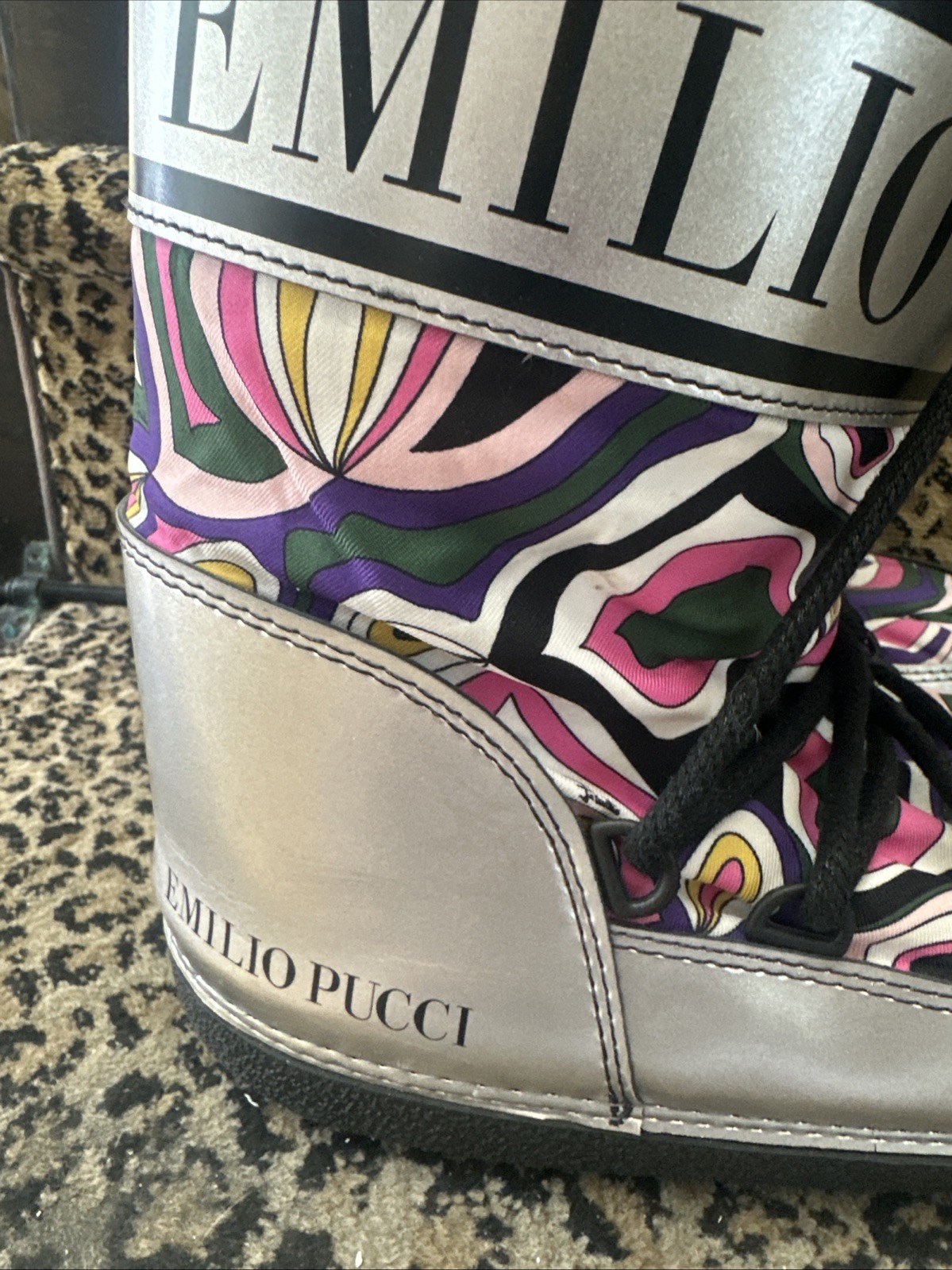 Emilio Pucci 2004 Apres Ski Iconic Print Snow Boots Size 7