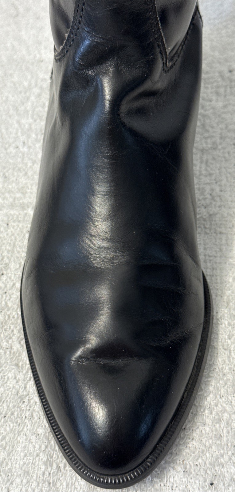 Charles David Womens Tall Metallic Black Leather Boots Tie Detail Sz 8.5AA Italy