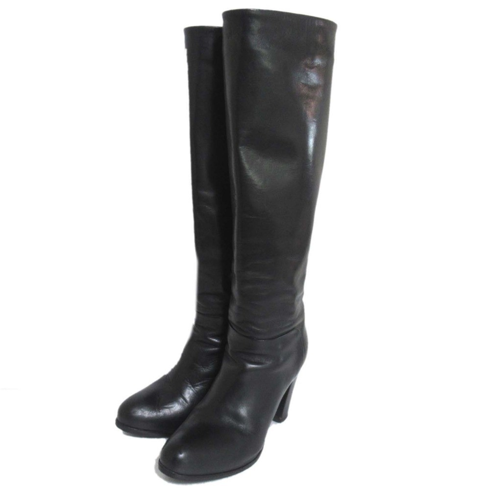 SARTORE Leather High Heel Long Boots, Size 36 Black Women USED