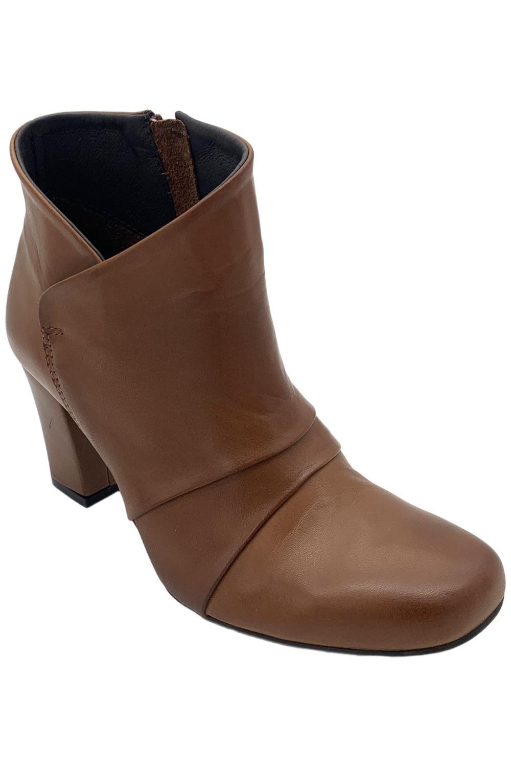 Miz Mooz Leather Heeled Ankle Boots Haydin Brandy