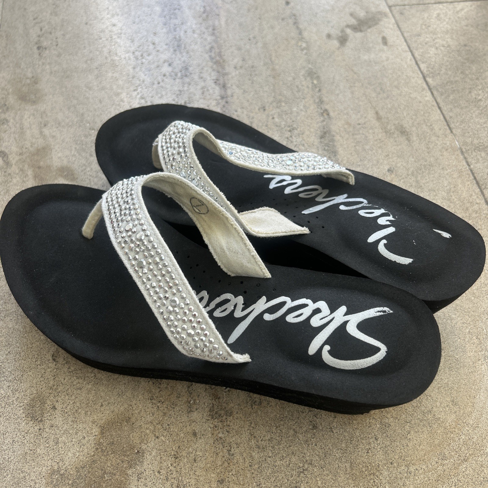 Skechers Womens Y2K Vinyasa Tiger Squad Black Slip On Flip Flop Sandal Size 7