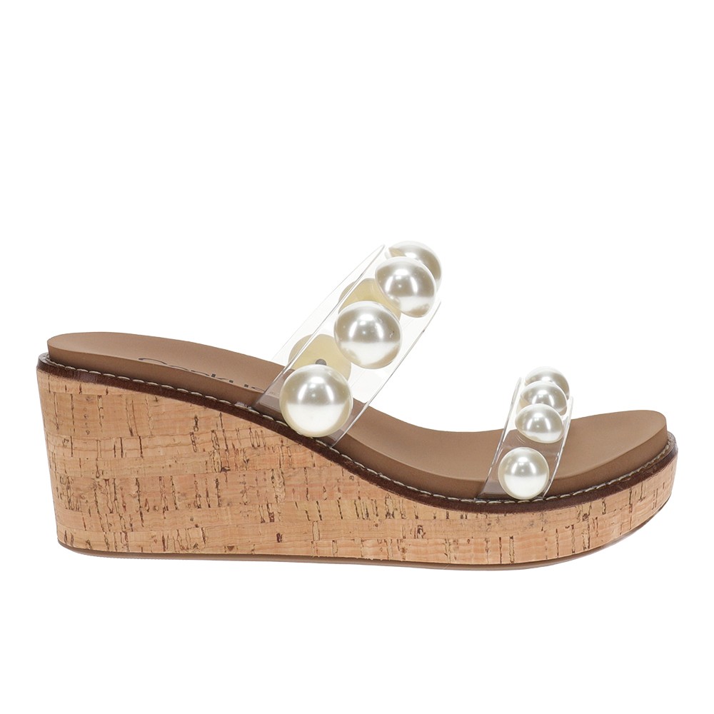 Corkys Happy Go Lucky Wedge Womens Clear Casual Sandals 41-0866-CLER